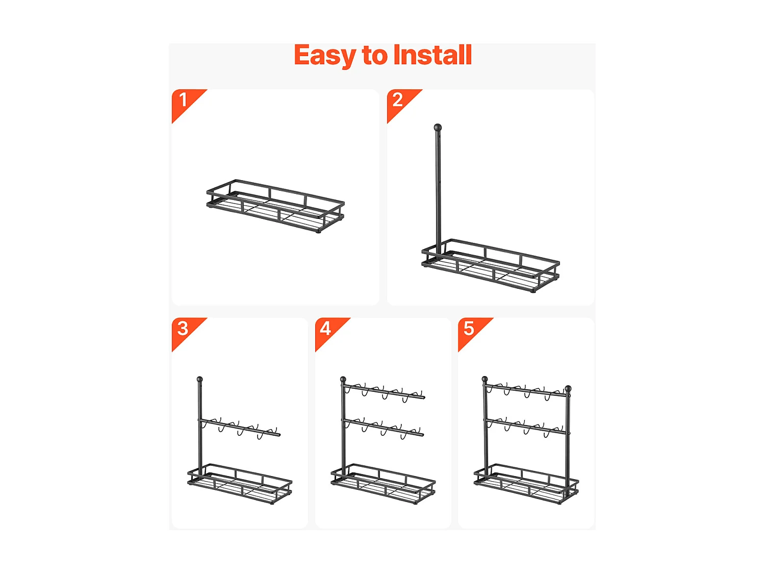 Porte-Tasse SucceBuy à Café pour Comptoir, Support de Tasse à 16 Crochets avec Organisateur de Base de Rangement