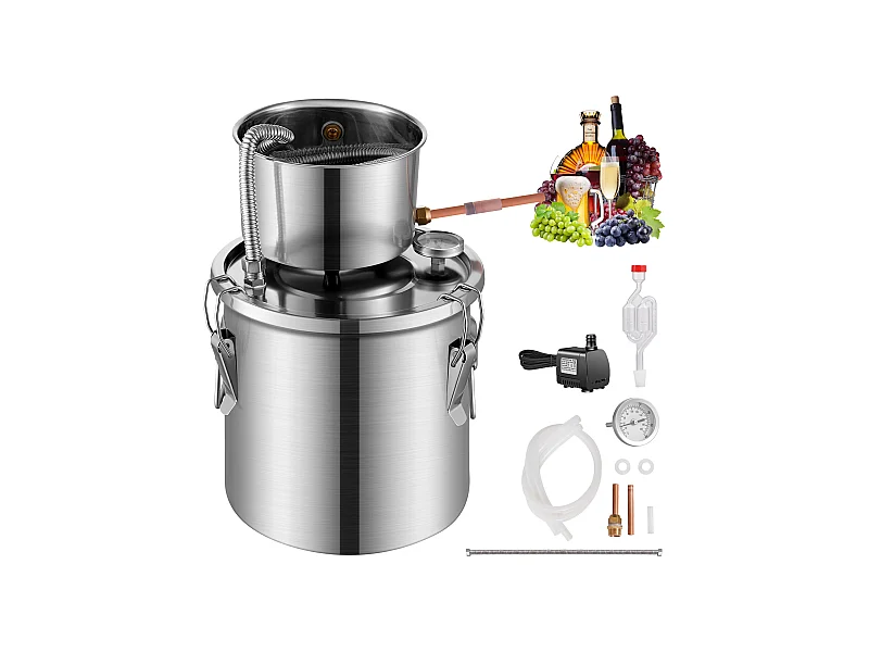 Alkoholdestilliergerät SucceBuy 11-l-Destilliergerät für Stilles Wasser mit Edelstahl-Wasserpumpe