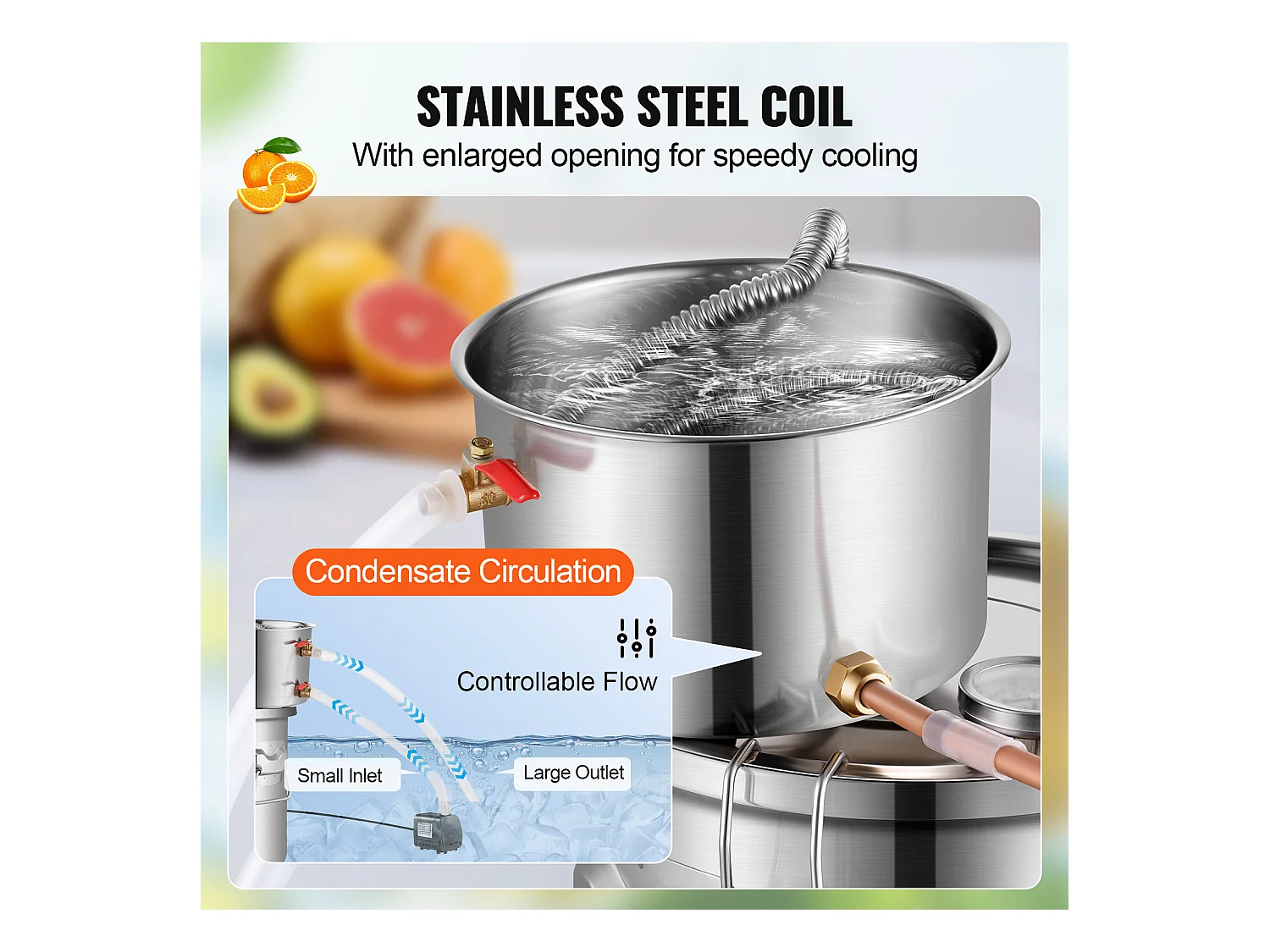 Distillateur d'Alcool SucceBuy Distillateur d'Eau Plate Moonshine 11 L avec Pompe à Eau en Acier Inoxydable