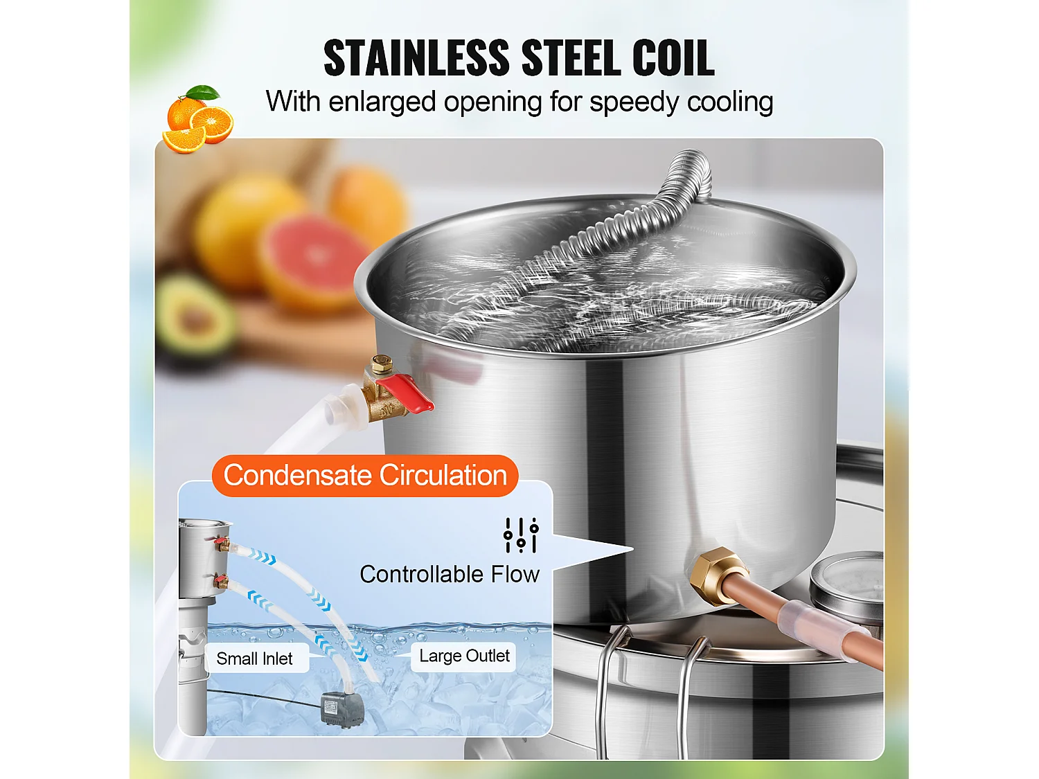 Distillateur d'Alcool SucceBuy Distillateur d'Eau Plate Moonshine 11 L avec Pompe à Eau en Acier Inoxydable