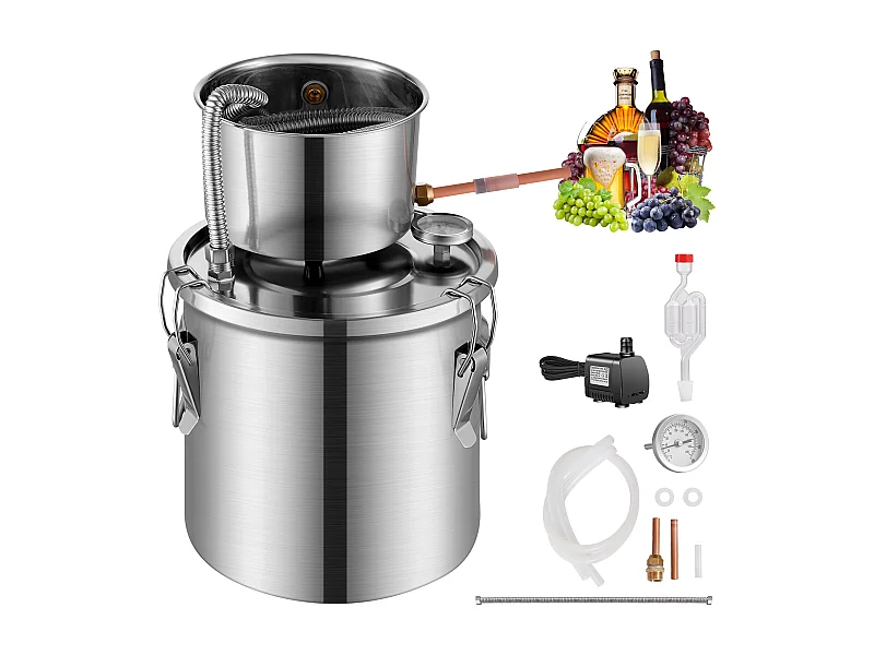 Alcohol Distilleerder SucceBuy 11L Distilleerset voor Plat Water met Roestvrijstalen Waterpomp