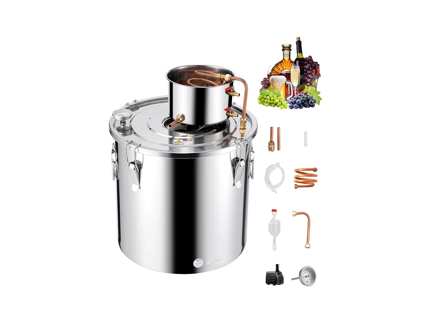 Distillateur d'Alcool SucceBuy 50 L Moonshine Still, Kit de Brassage de Distillateur d'Eau et d'Alcool, Acier Inoxydable