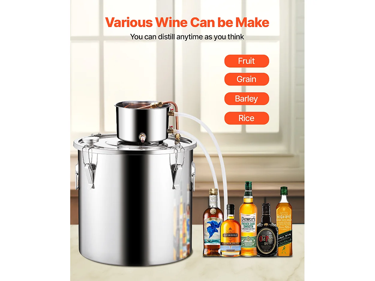 Distillateur d'Alcool SucceBuy 50 L Moonshine Still, Kit de Brassage de Distillateur d'Eau et d'Alcool, Acier Inoxydable
