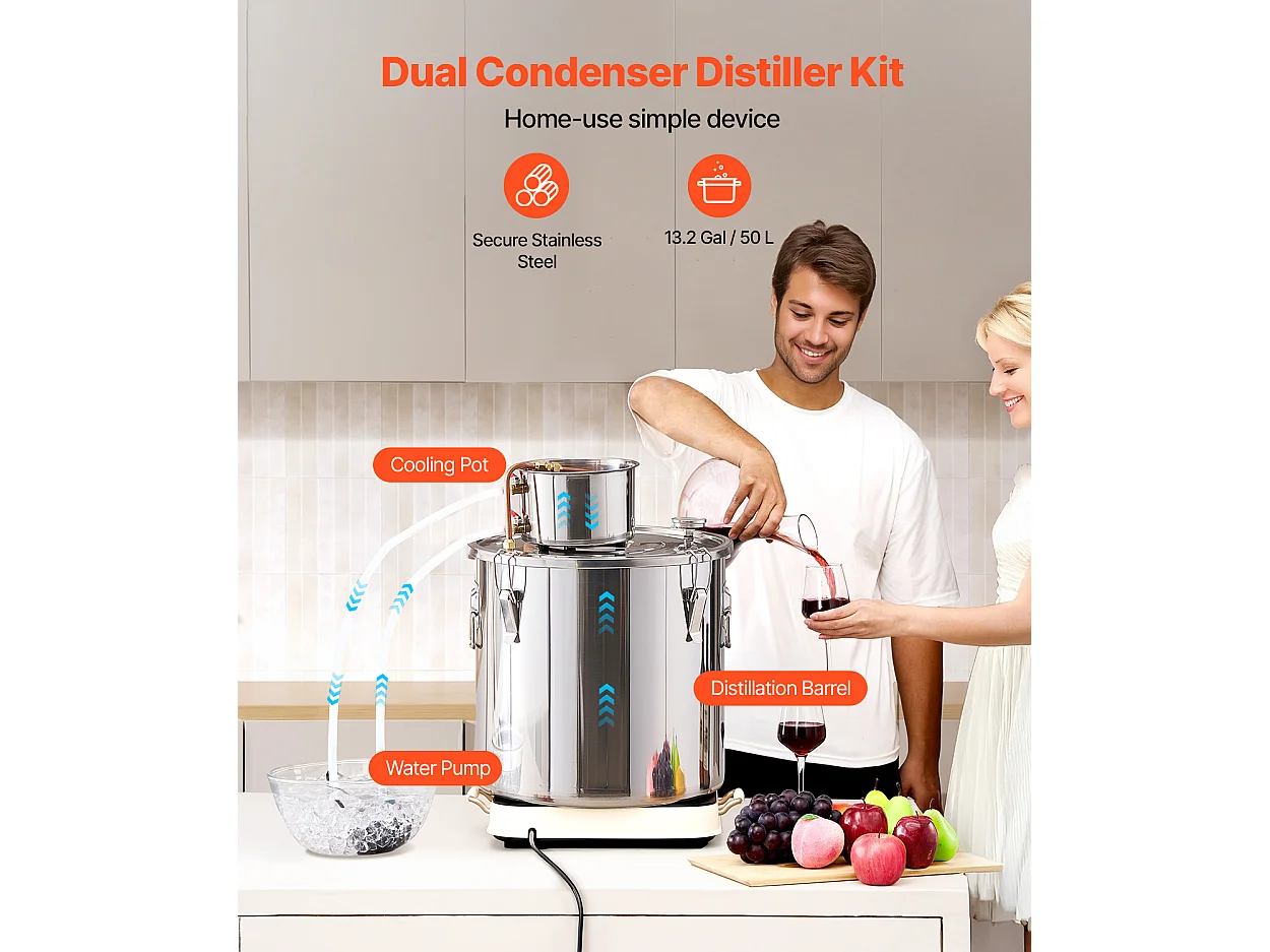 Alkoholdestilliergerät SucceBuy 50-l-Mondscheindestille, Brauset für Wasser und Alkohol, Edelstahl