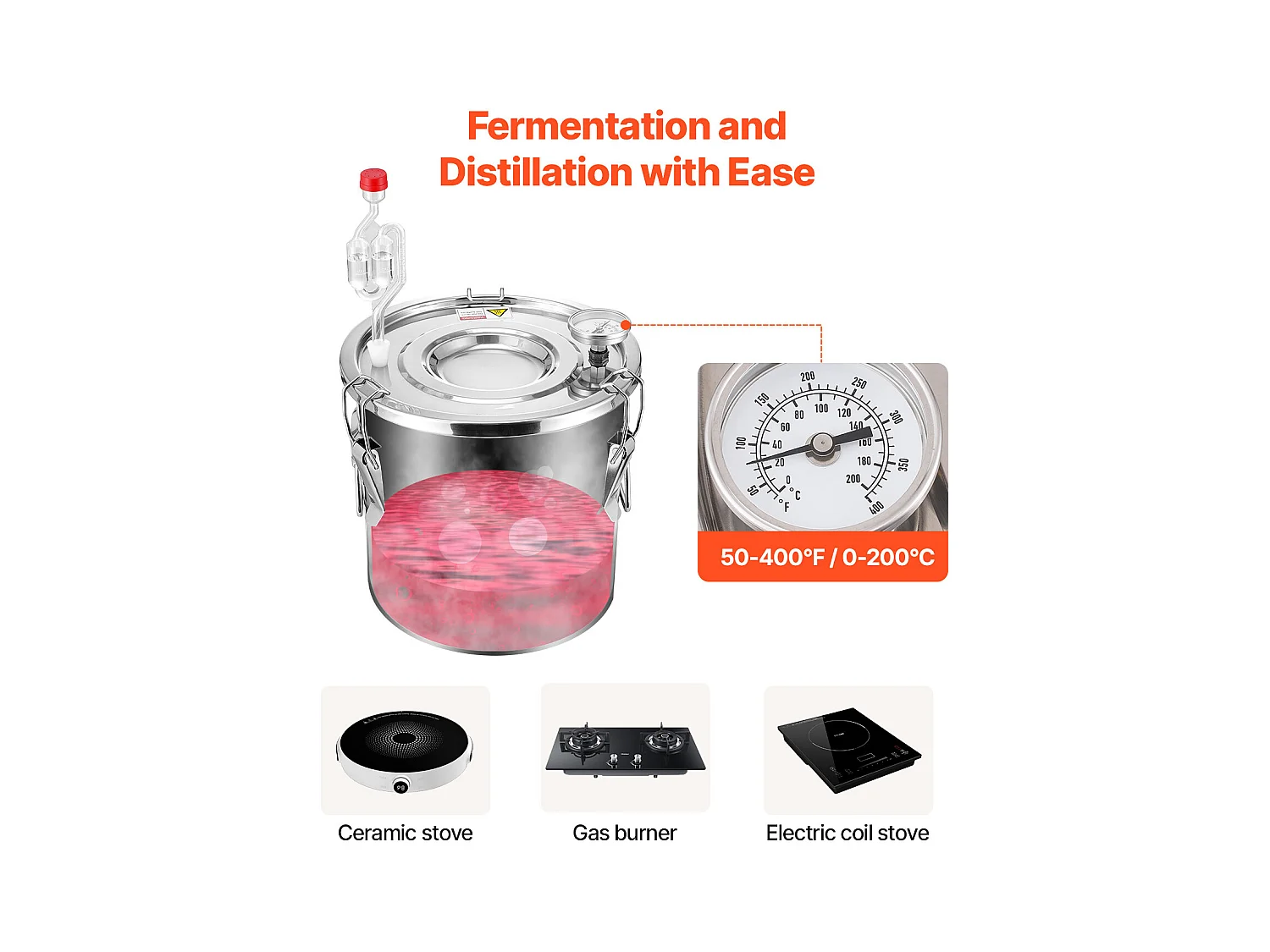 Distillatore di Alcol SucceBuy Distillatore di Acqua Moonshine da 11 Litri con Fusto Thumper e Pompa dell'Acqua da 8 W