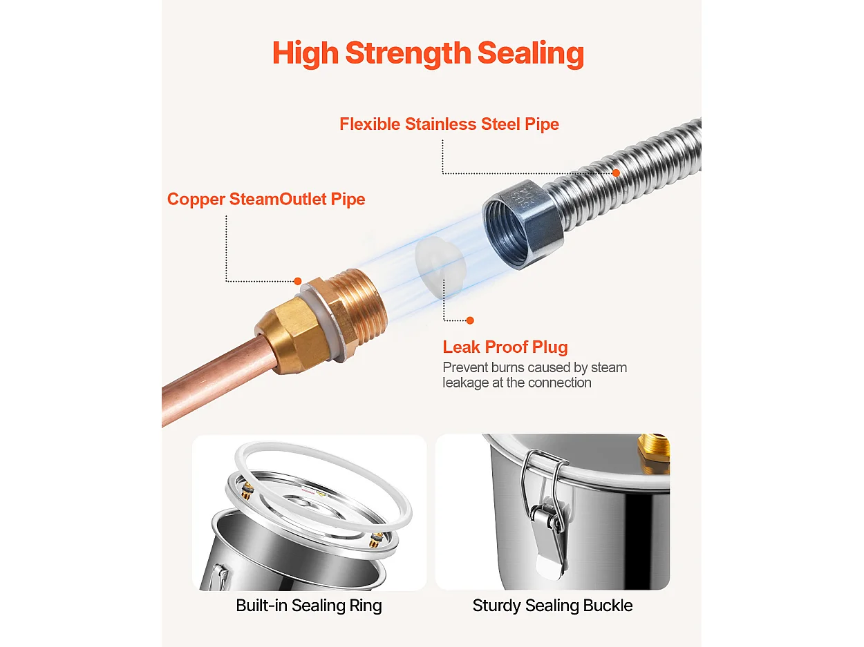 Distillateur d'Alcool SucceBuy Distillateur d'Eau Plate Moonshine 11 L avec Fût Thumper et Pompe à Eau 8W