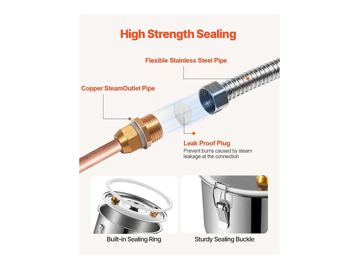 Distillateur d'Alcool SucceBuy Distillateur d'Eau Plate Moonshine 50 L avec Fût Thumper et Pompe à Eau