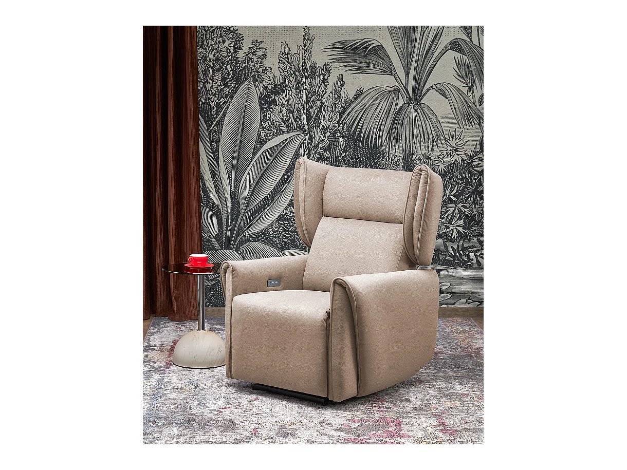 Sessel Gelato/Stoffbezug/Relaxfunktion/USB/Beige