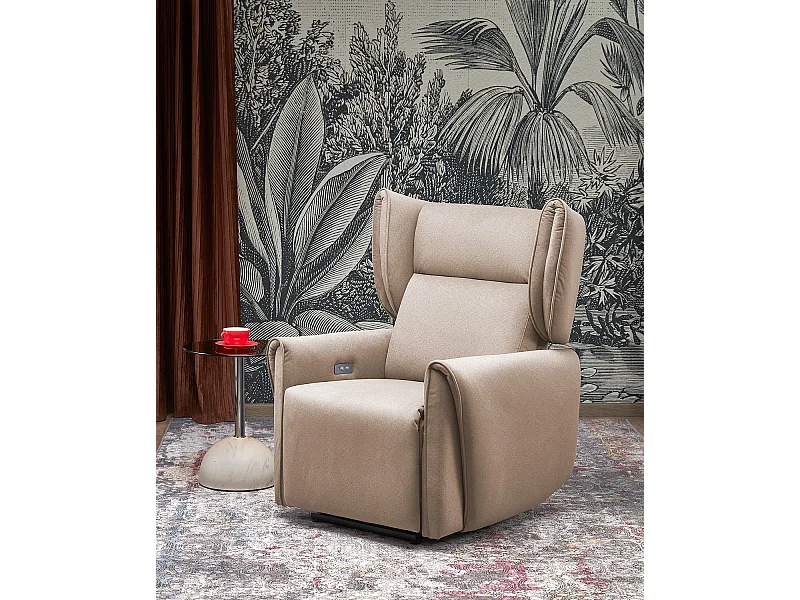 Fauteuil Gelato / revêtement en tissu / fonction relax / USB / Beige