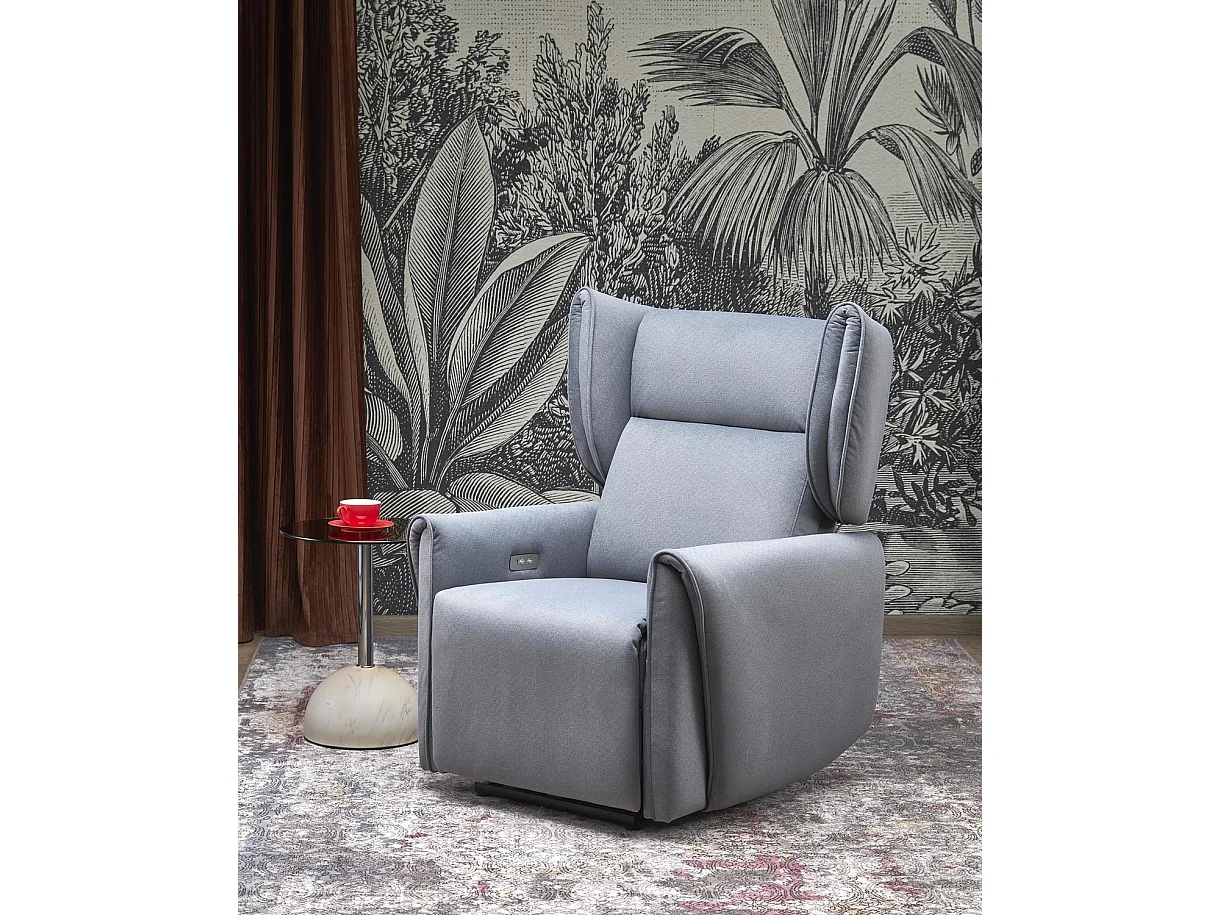 Poltrona Gelato/rivestimento in tessuto/funzione relax/USB/grigio