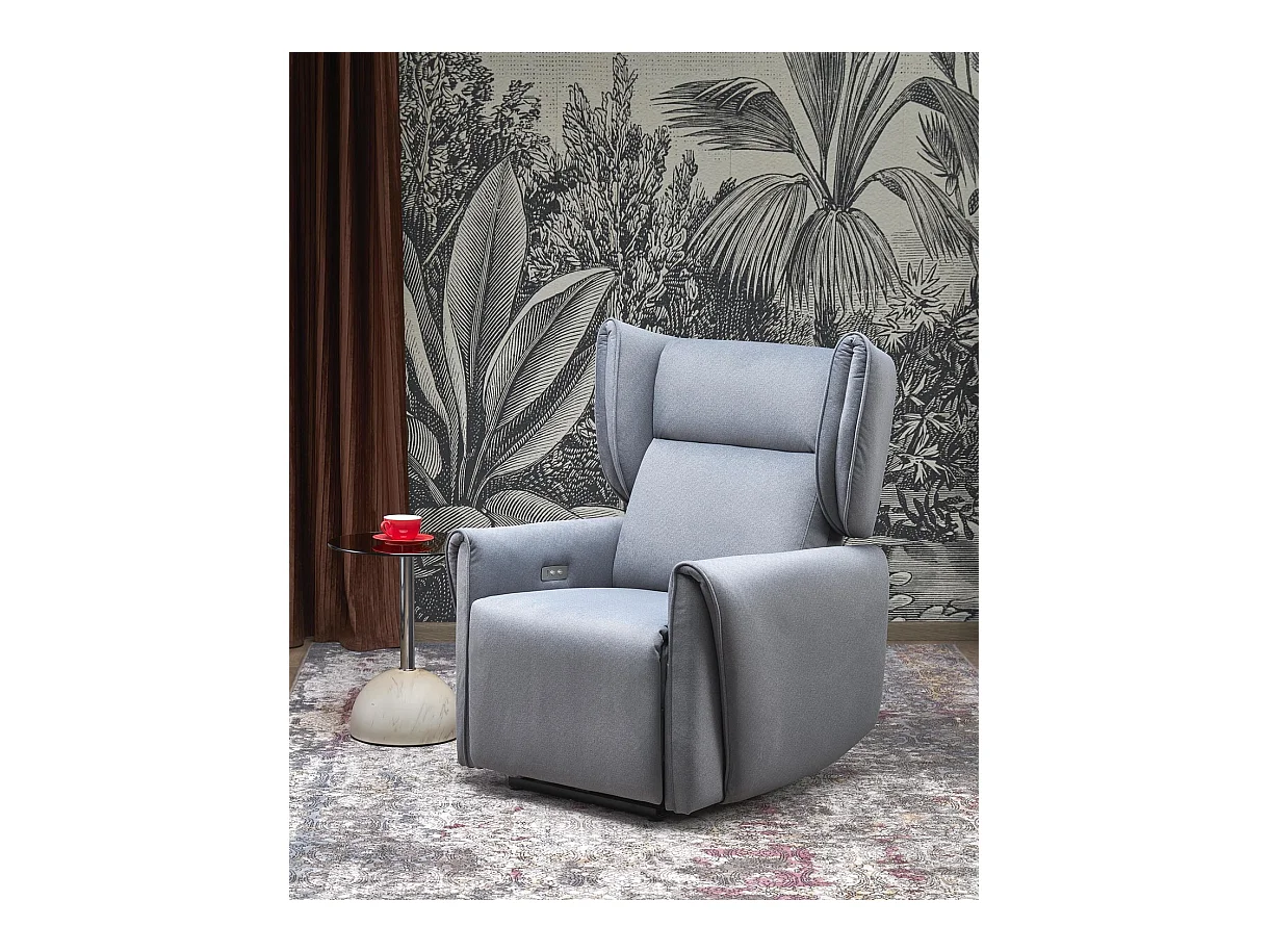 Sessel Gelato/Stoffbezug/Relaxfunktion/USB/Grau
