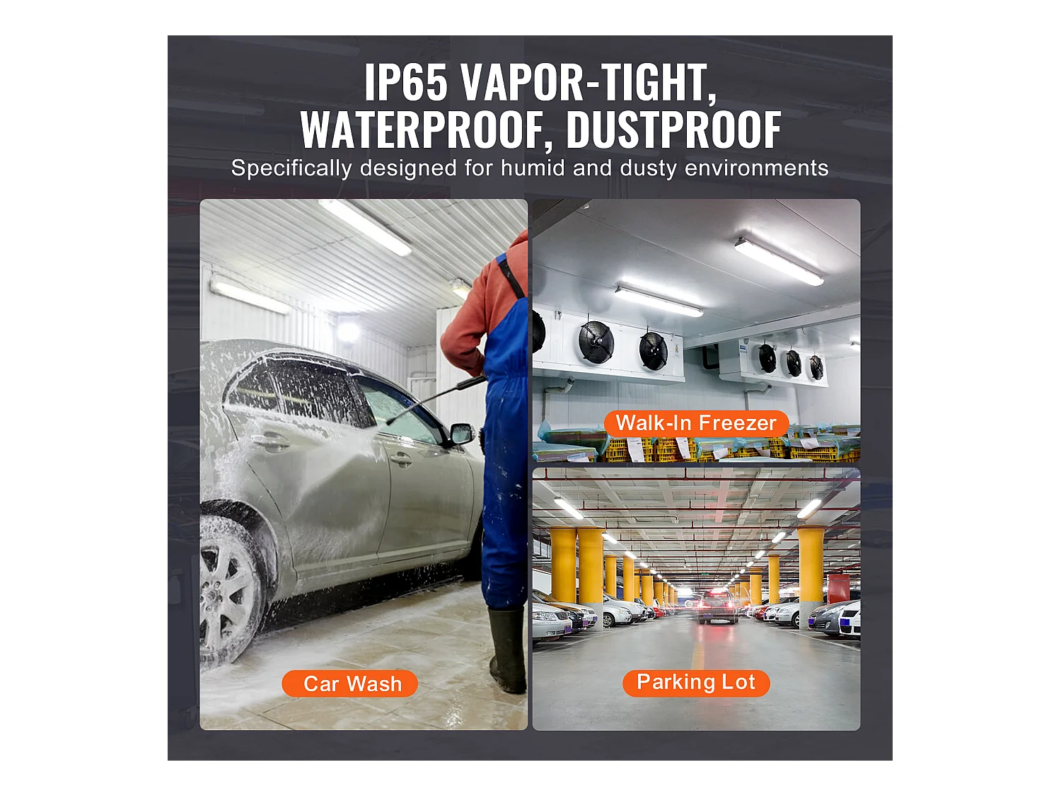 Lampes LED Étanches à la Vapeur SucceBuy, 60 W, 7400 lm, 5000 K, Lot de 4