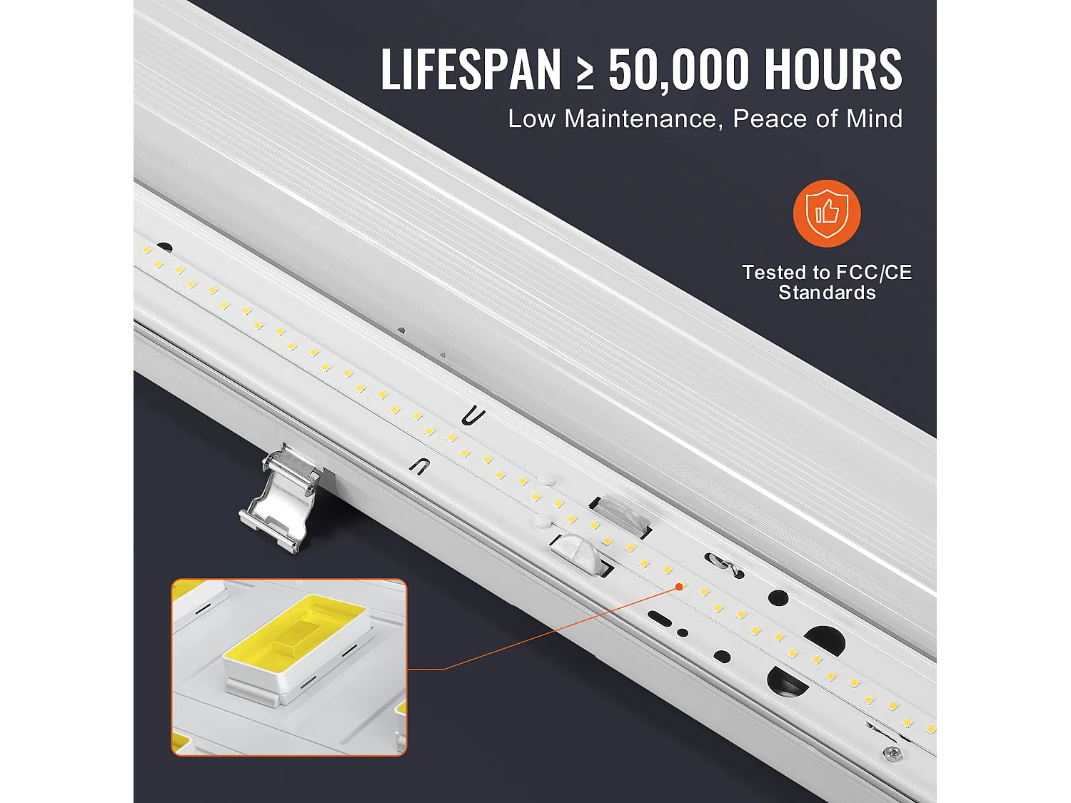 Lampes LED Étanches à la Vapeur SucceBuy, 60 W, 7400 lm, 5000 K, Lot de 4