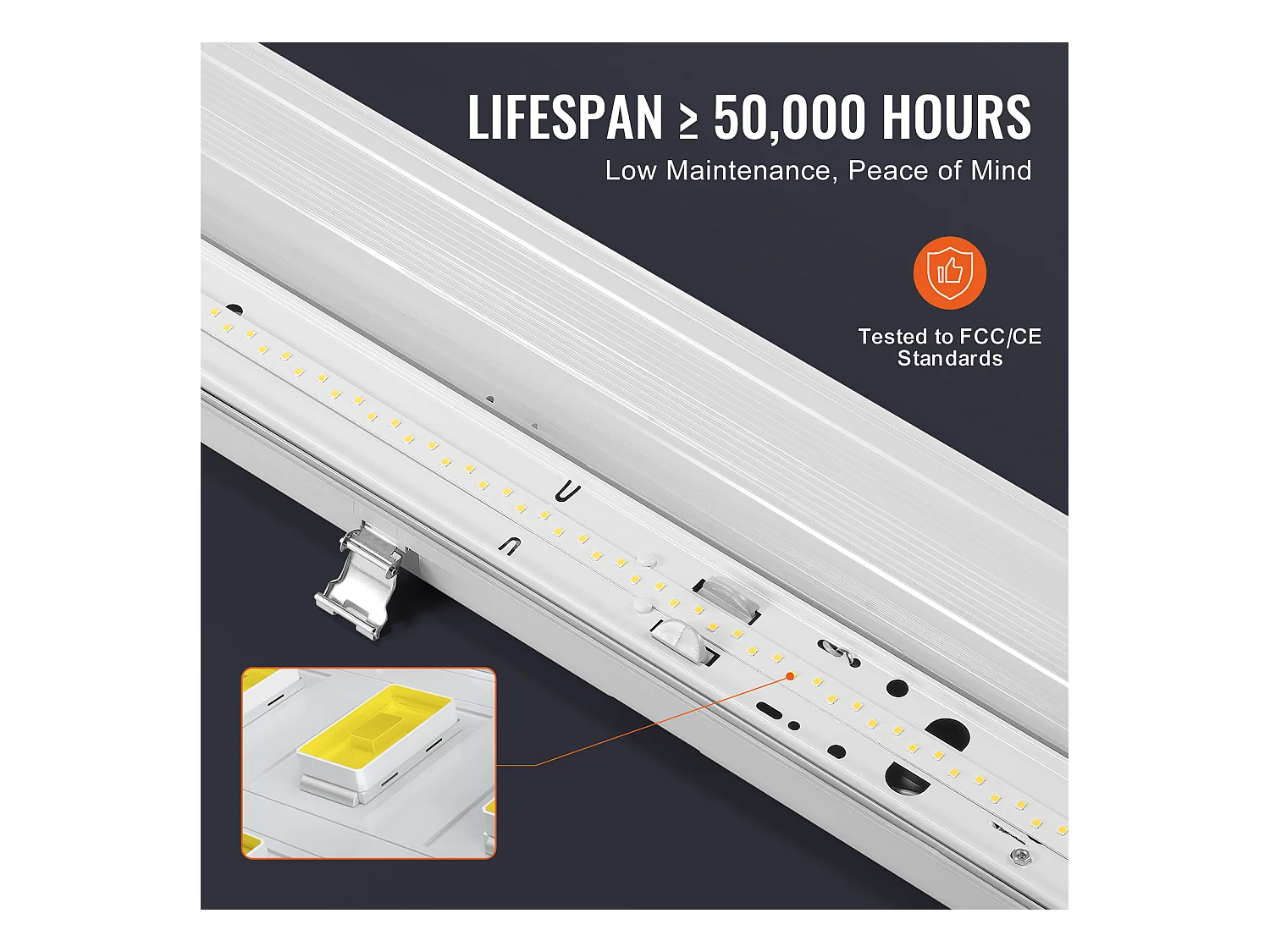 Dampdichte LED-Lampen SucceBuy, 60 W, 7400 lm, 5000 K, Set van 4