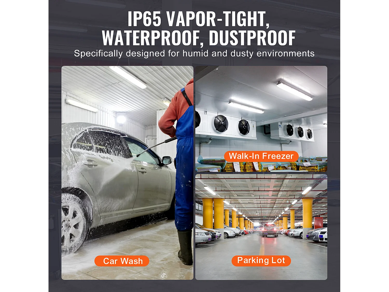 Lampes LED Étanches à la Vapeur SucceBuy, 60 W/50 W/40 W, 5400-7400 lm, Lot de 4