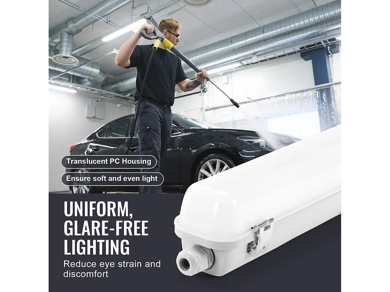 Lampes LED Étanches à la Vapeur SucceBuy, 60 W/50 W/40 W, 5400-7400 lm, Lot de 4