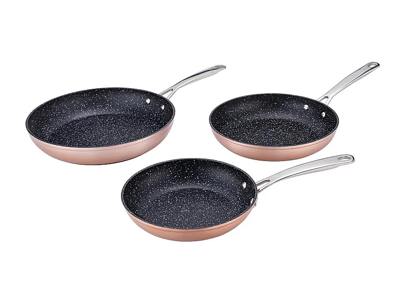 Set de 3 poêles 20/24/28cm Greblon céramique - "Elégance"