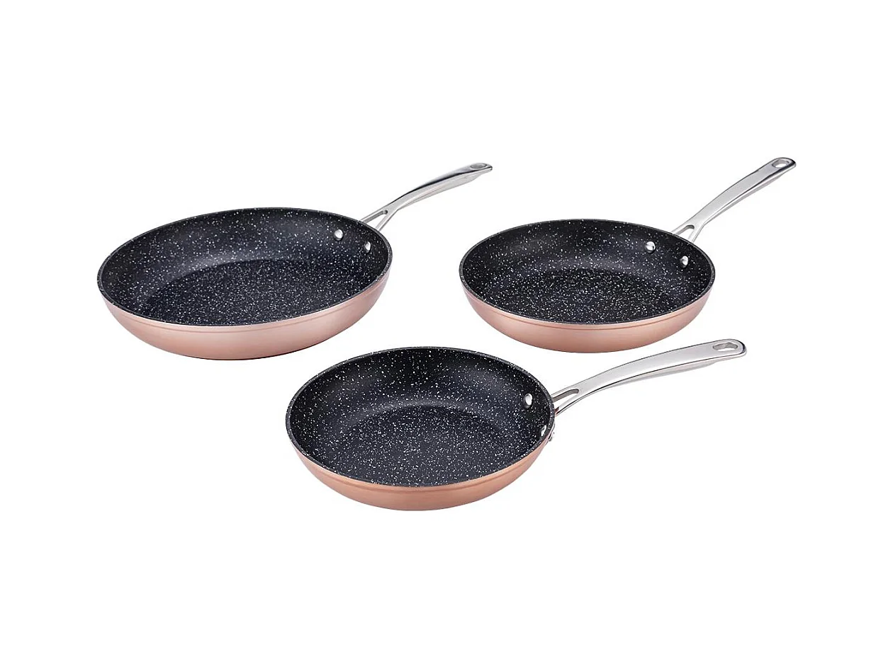 Set de 3 poêles 20/24/28cm Greblon céramique - "Elégance"