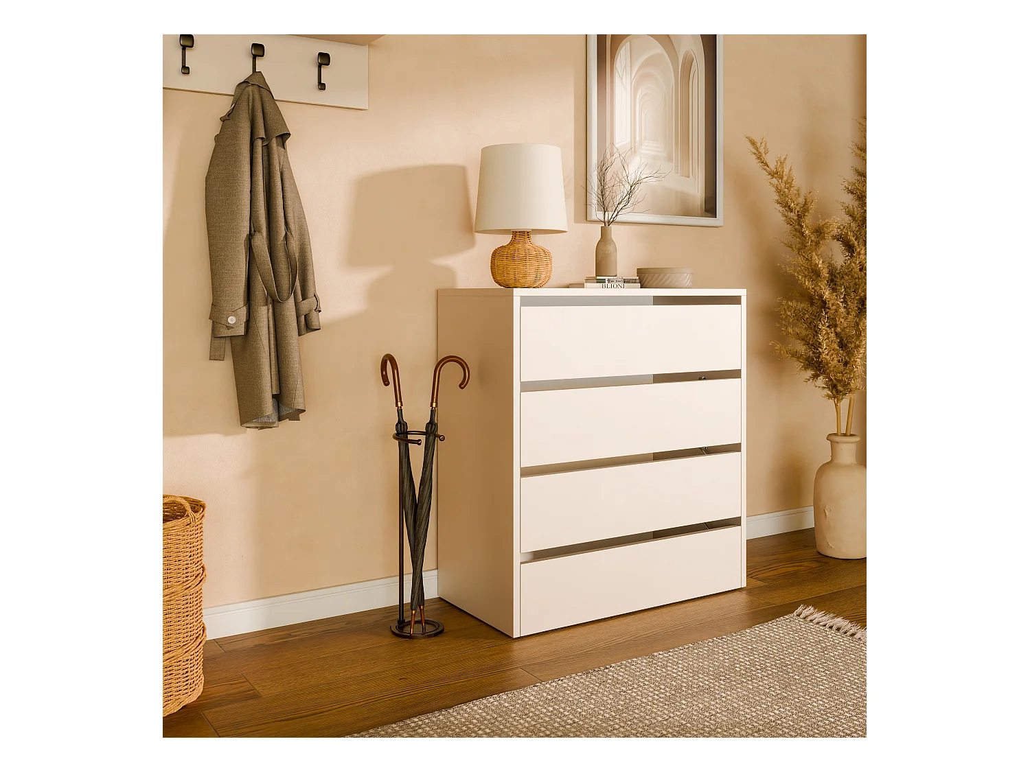 Meuble à chaussures 80 cm – armoire à chaussures avec 2/4 abattants, commode pour l’entrée, rangement jusqu’à 16 paires