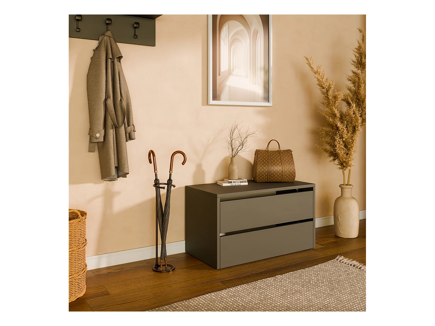 Meuble à chaussures 80 cm – armoire à chaussures avec 2/4 abattants, commode pour l’entrée, rangement jusqu’à 16 paires
