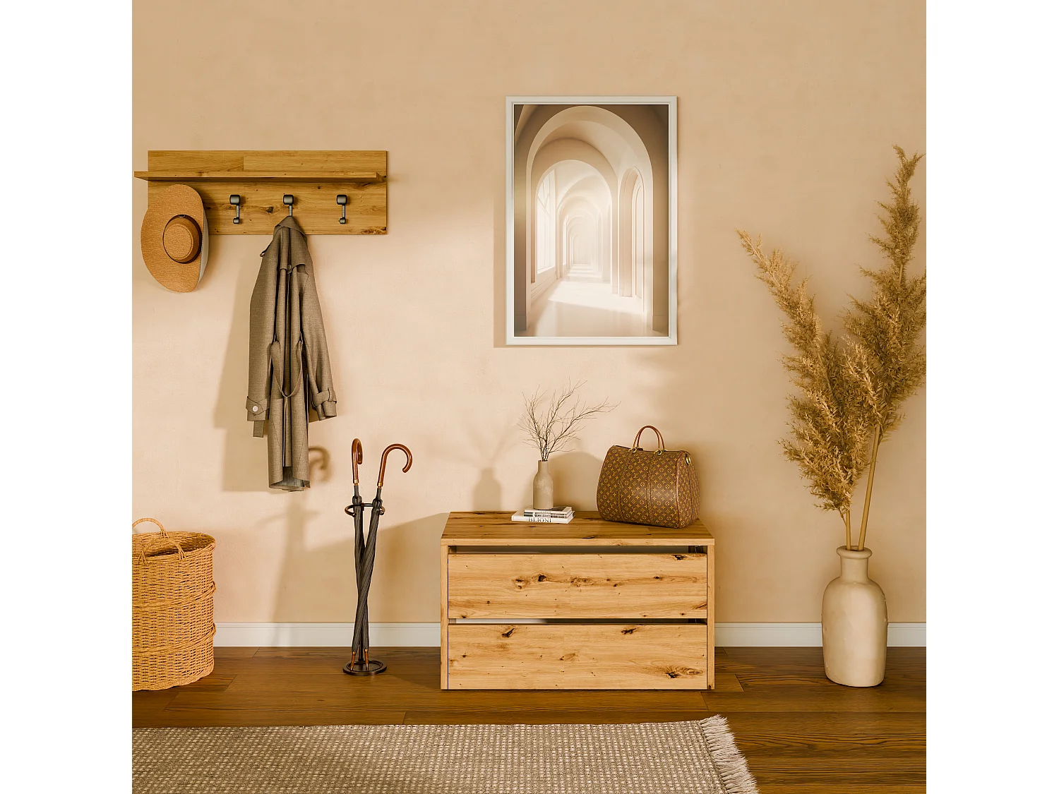 Meuble à chaussures 80 cm – armoire à chaussures avec 2/4 abattants, commode pour l’entrée, rangement jusqu’à 16 paires