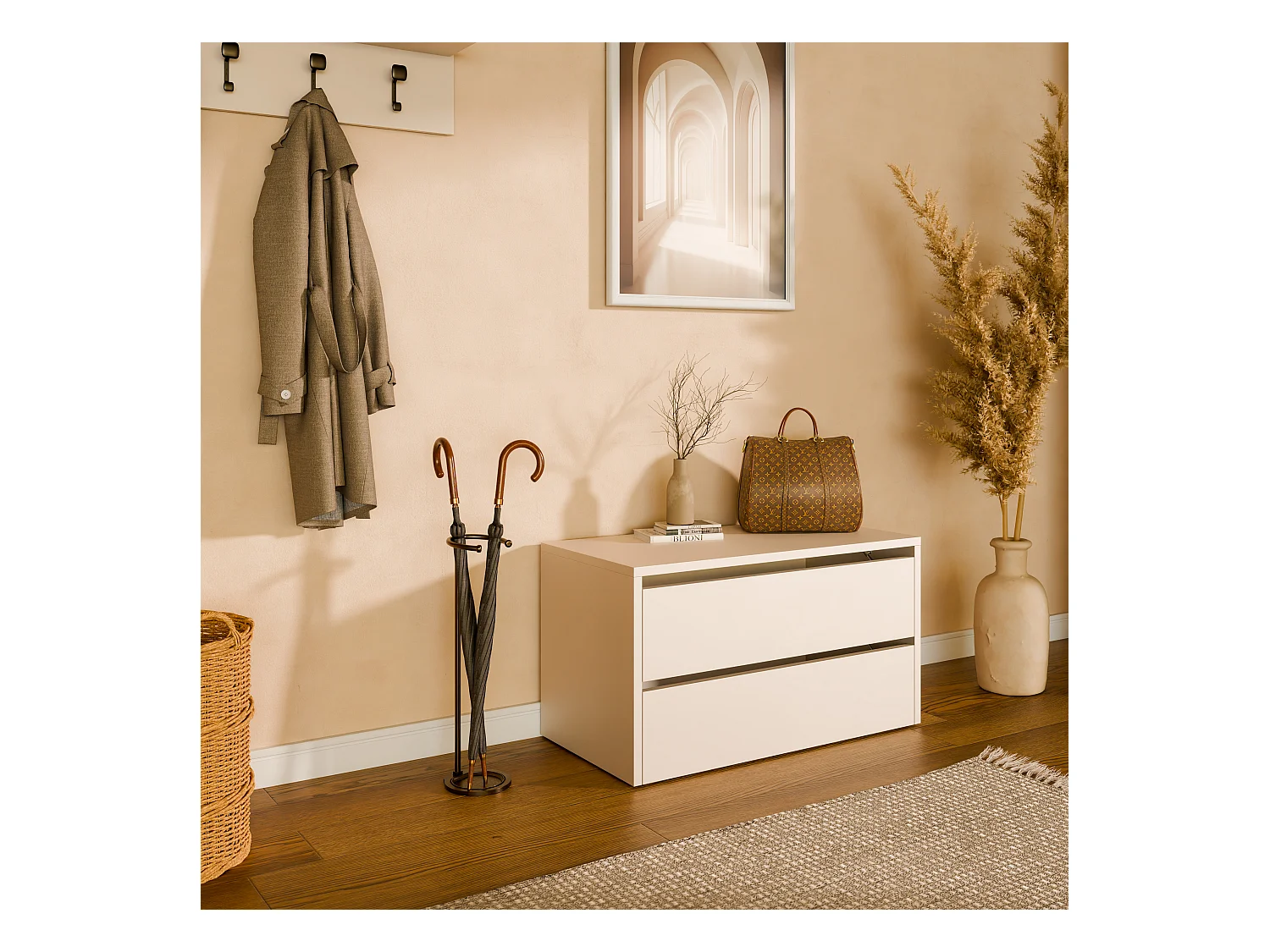 Schuhschrank 80 cm – Schuhkommode mit 2/4 Klappen, Flurkommode, Stauraum für bis zu 16 Paar Schuhe