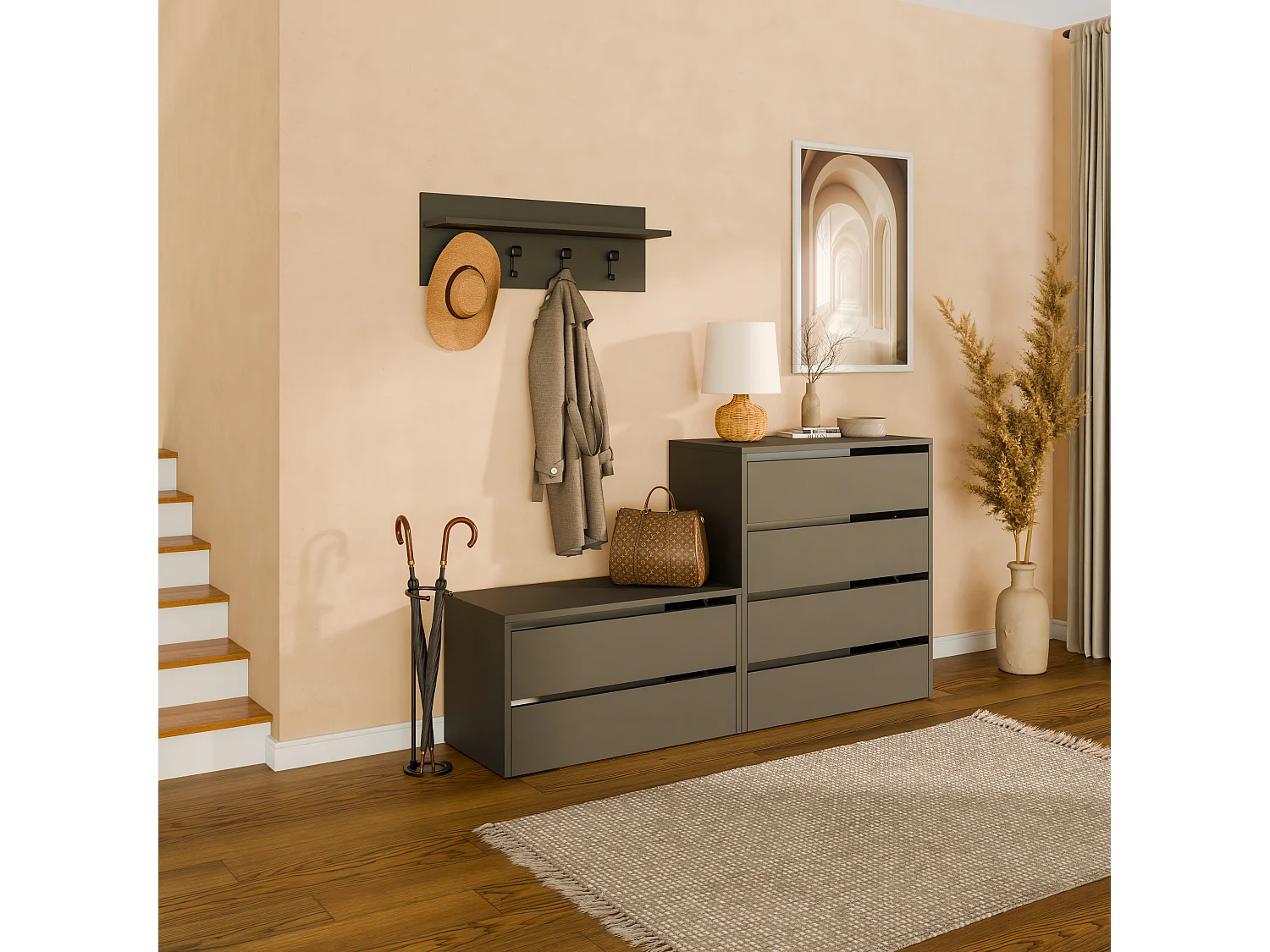 Schuhschrank 80 cm – Schuhkommode mit 2/4 Klappen, Flurkommode, Stauraum für bis zu 16 Paar Schuhe