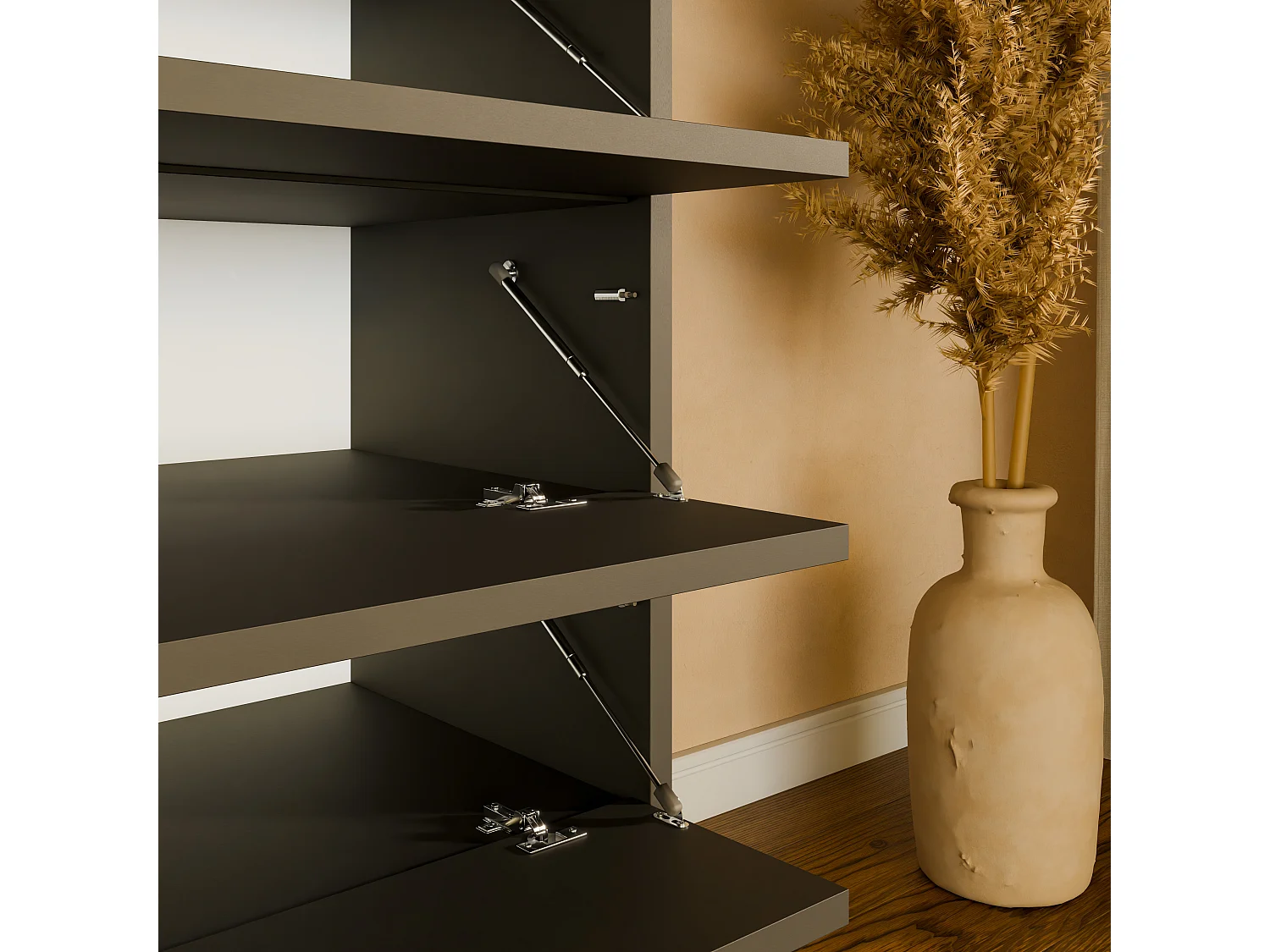 Schuhschrank 80 cm – Schuhkommode mit 2/4 Klappen, Flurkommode, Stauraum für bis zu 16 Paar Schuhe