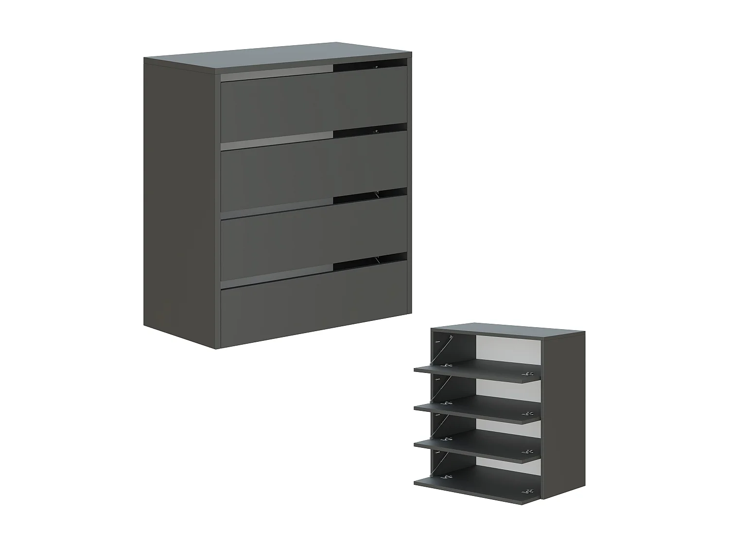 Schuhschrank 80 cm – Schuhkommode mit 2/4 Klappen, Flurkommode, Stauraum für bis zu 16 Paar Schuhe