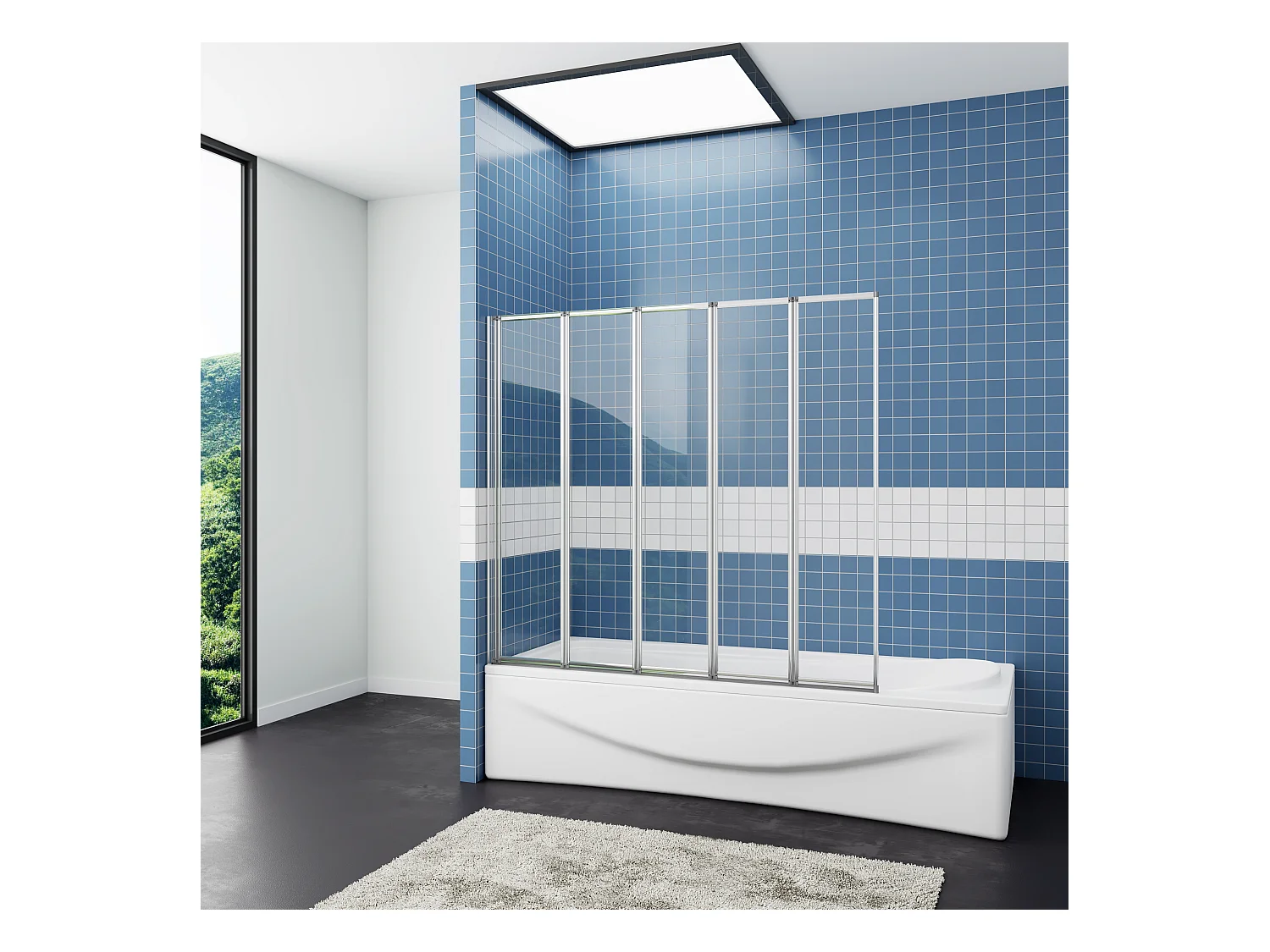 120*140cm Duschwannenaufsatz Faltwand mit Elektrophorese weiß