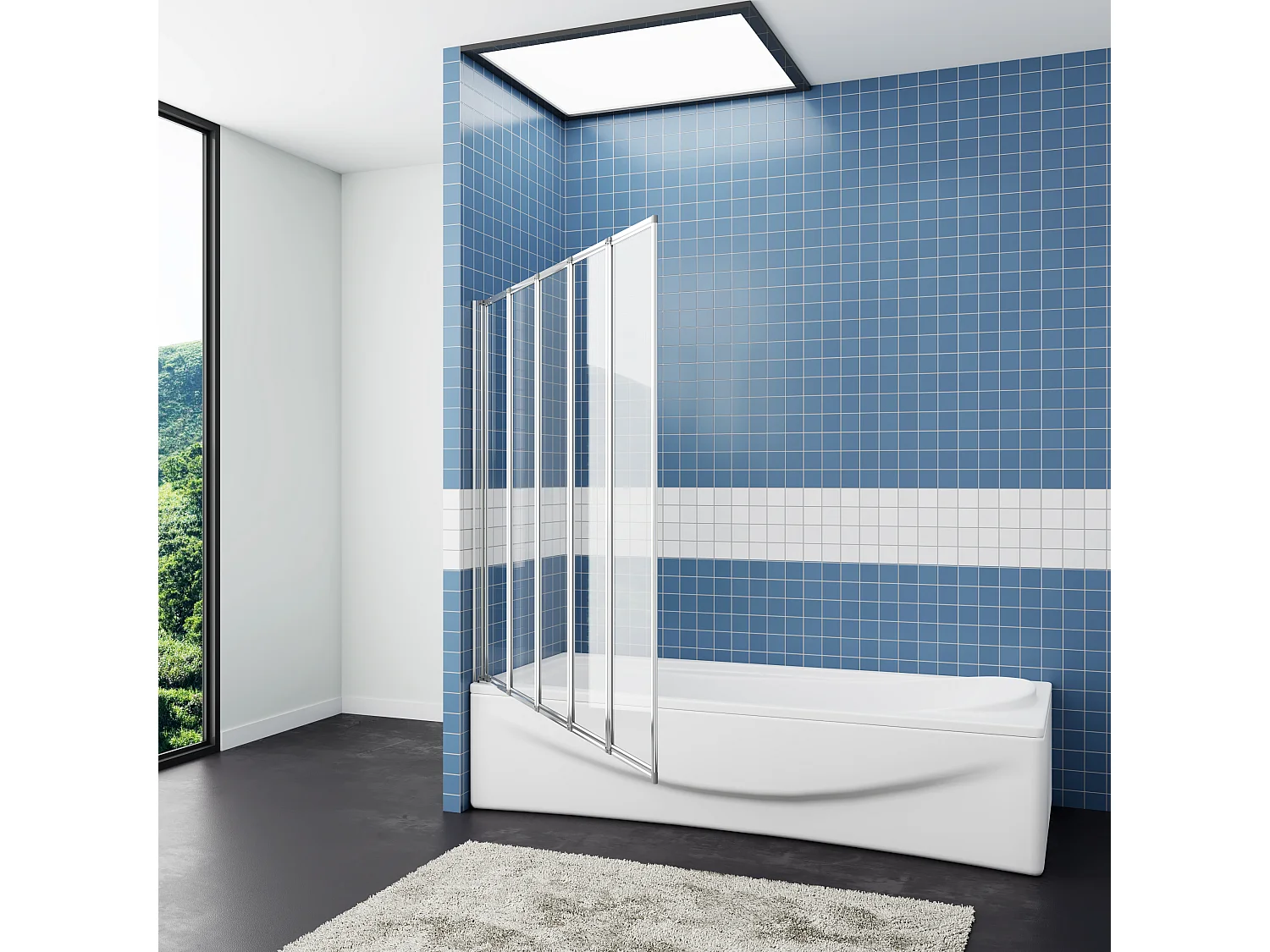 120*140cm Duschwannenaufsatz Faltwand mit Elektrophorese weiß