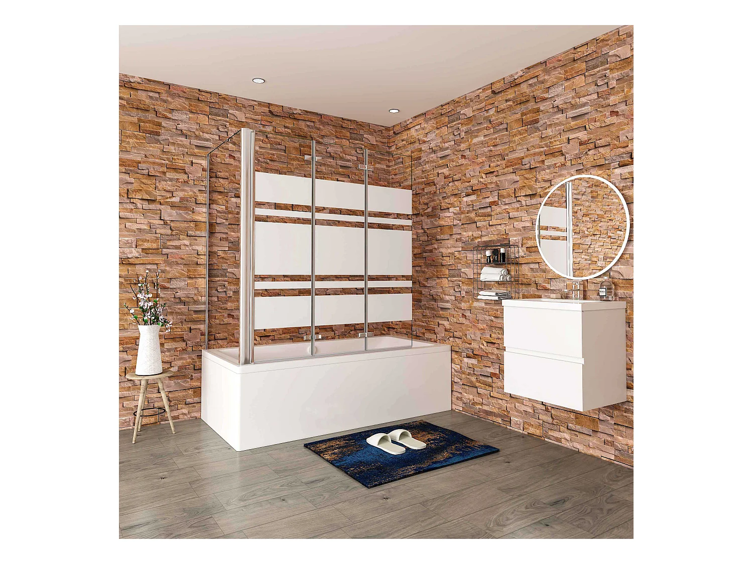 6mm Nano ESG  Glas Glaswand Badewannenaufsatz mit Seitenwand