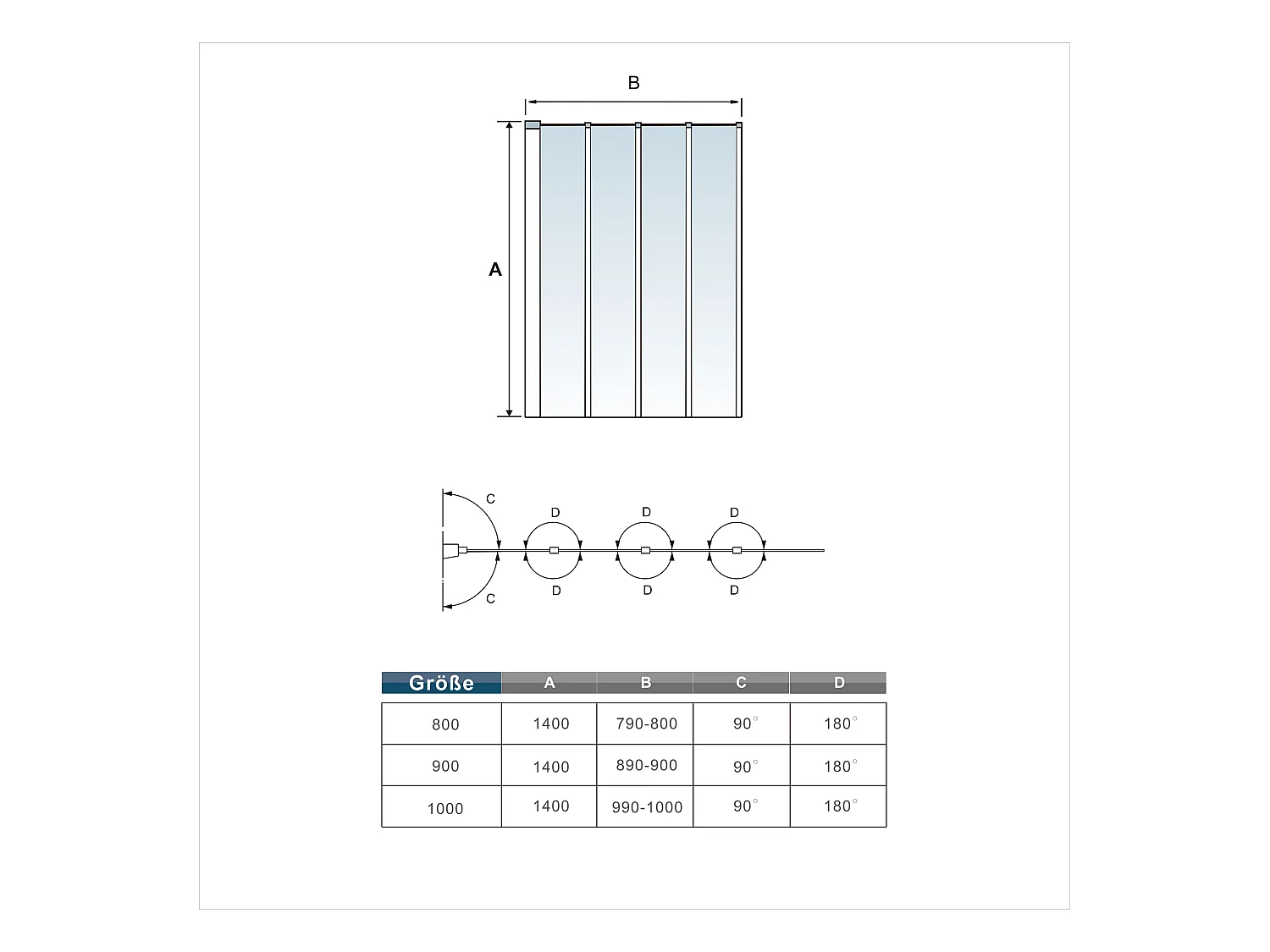 4-teilig Faltwand  Duschewand  Duschwannenaufsatz Duschetrennung