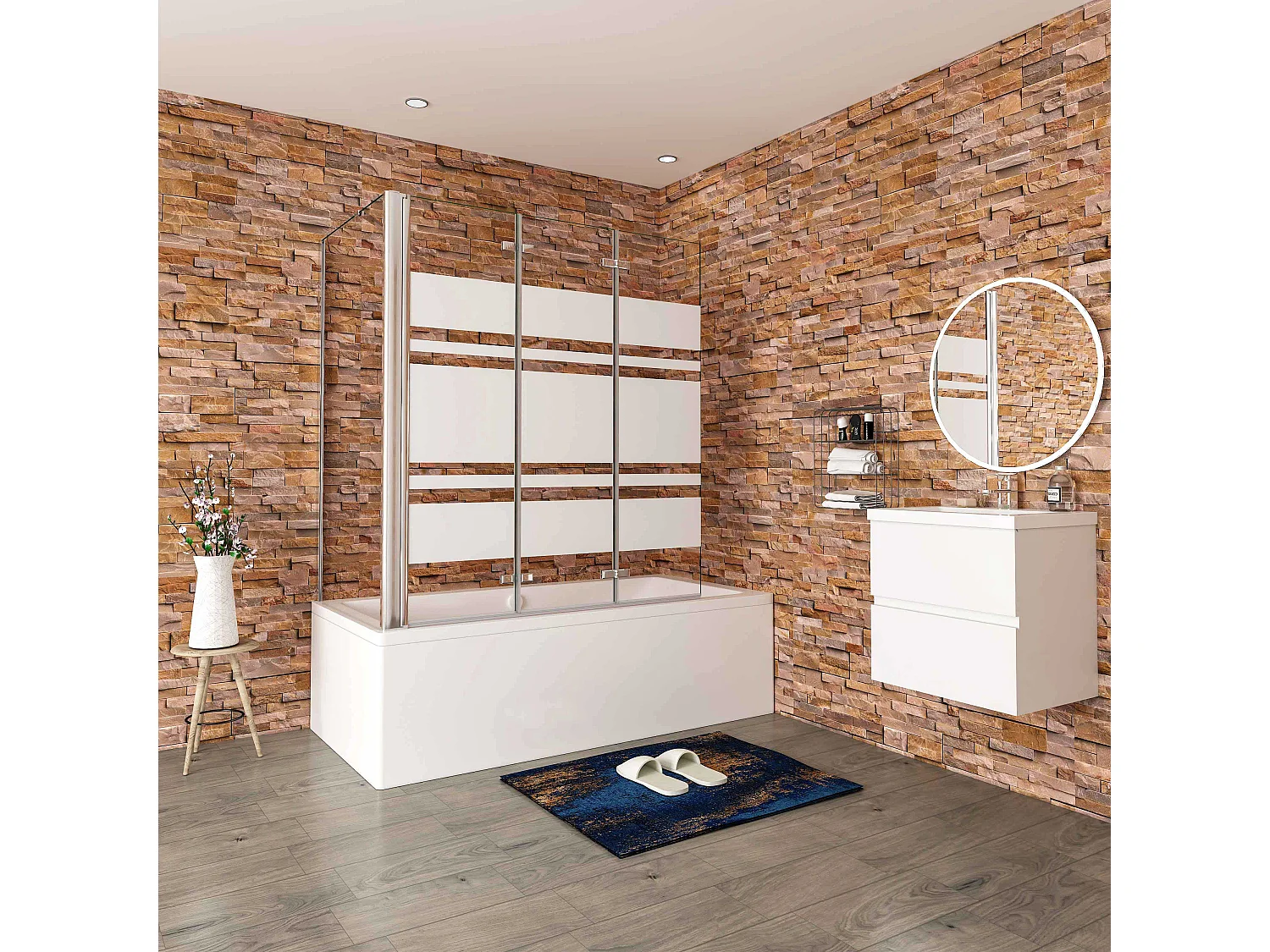 6mm Nano ESG  Glas Glaswand Badewannenaufsatz mit Seitenwand