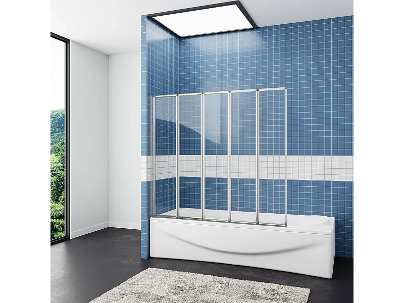 120*140cm Duschwannenaufsatz Faltwand mit Elektrophorese weiß