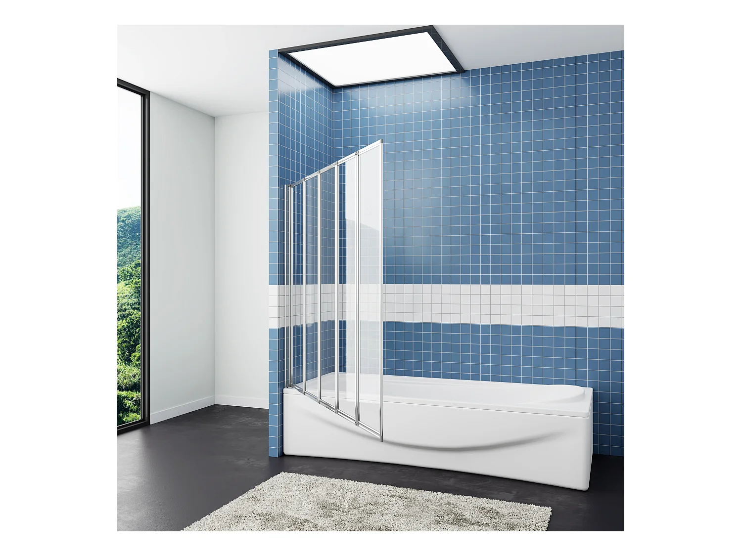 120*140cm Duschwannenaufsatz Faltwand mit Elektrophorese weiß