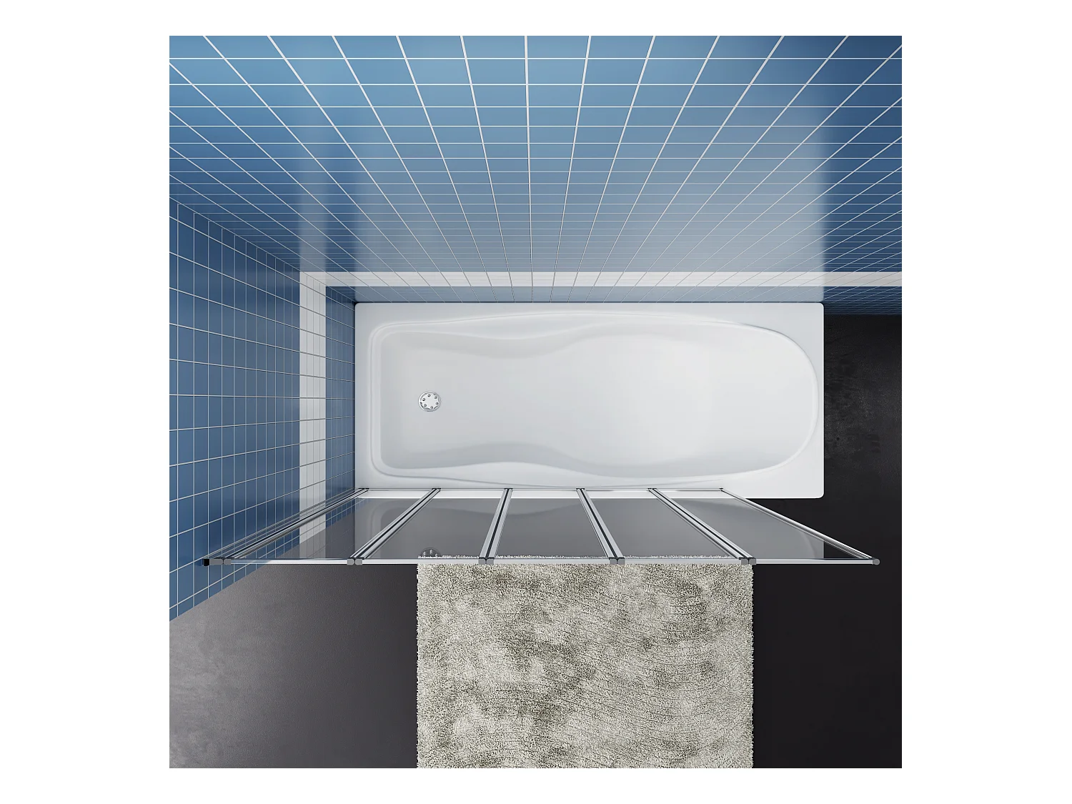 120*140cm Duschwannenaufsatz Faltwand mit Elektrophorese weiß