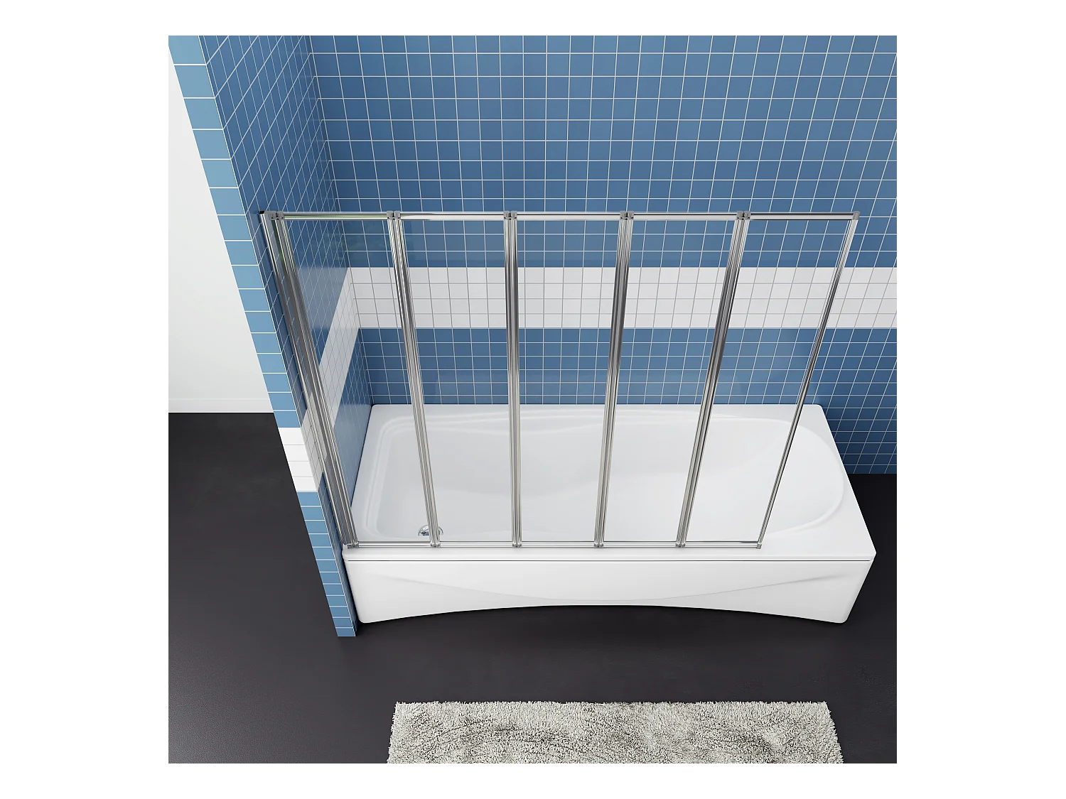 120*140cm Duschwannenaufsatz Faltwand mit Elektrophorese weiß