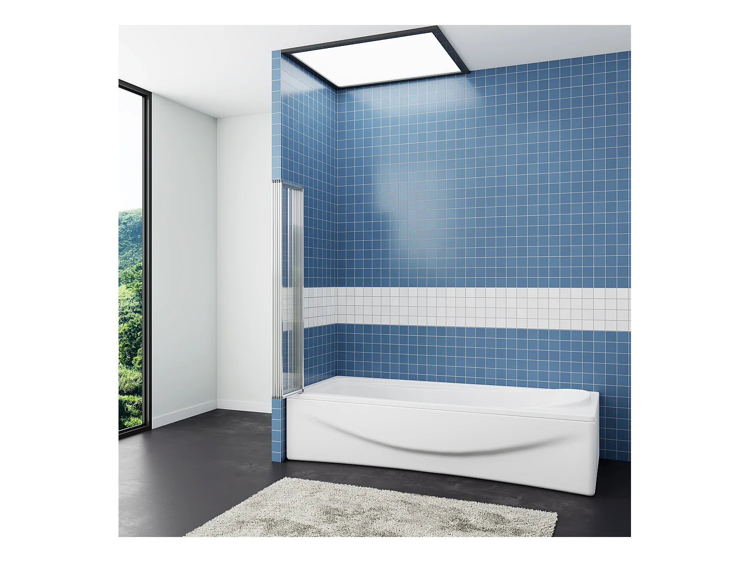 120*140cm Duschwannenaufsatz Faltwand mit Elektrophorese weiß