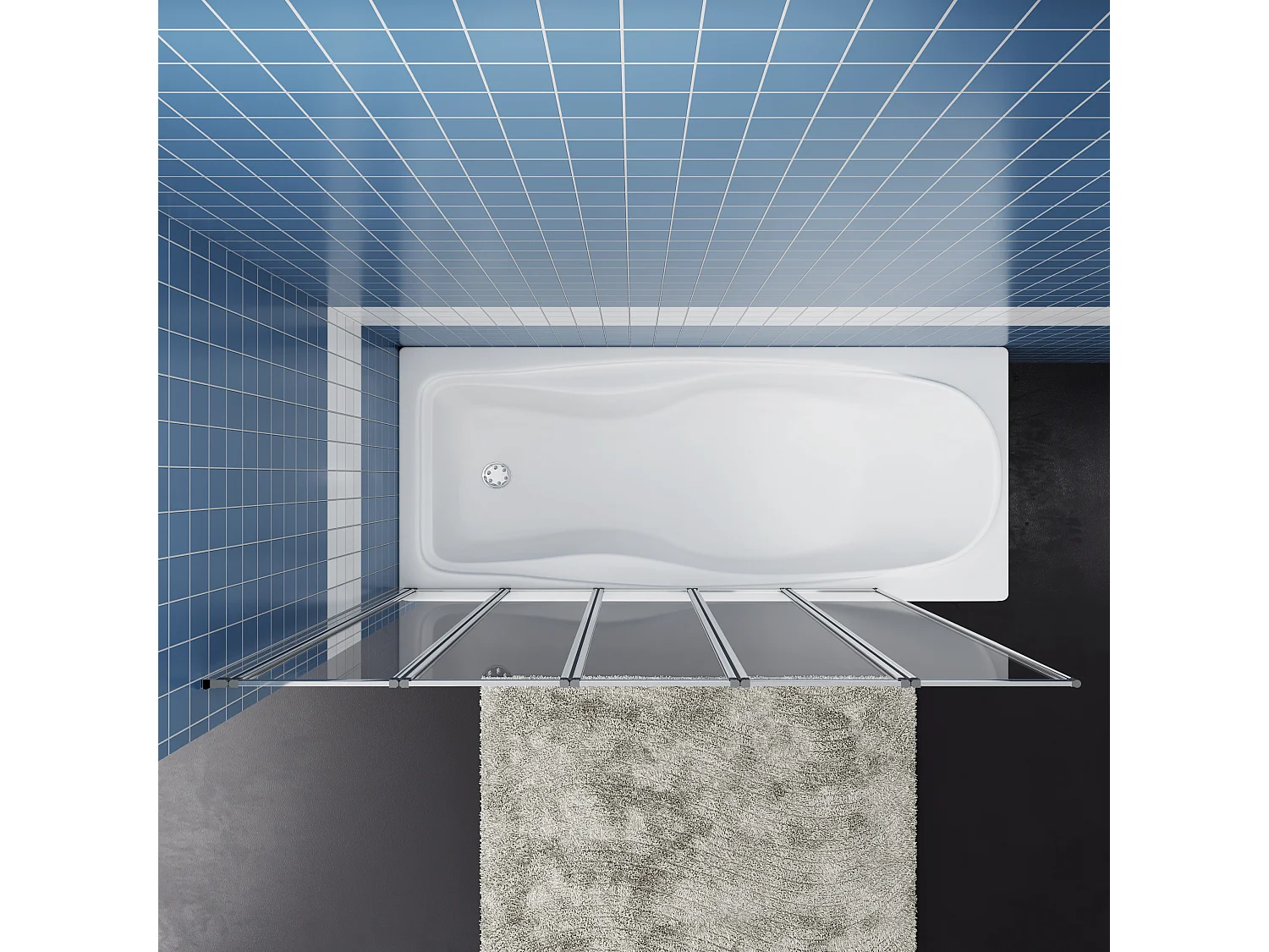 120*140cm Duschwannenaufsatz Faltwand mit Elektrophorese weiß