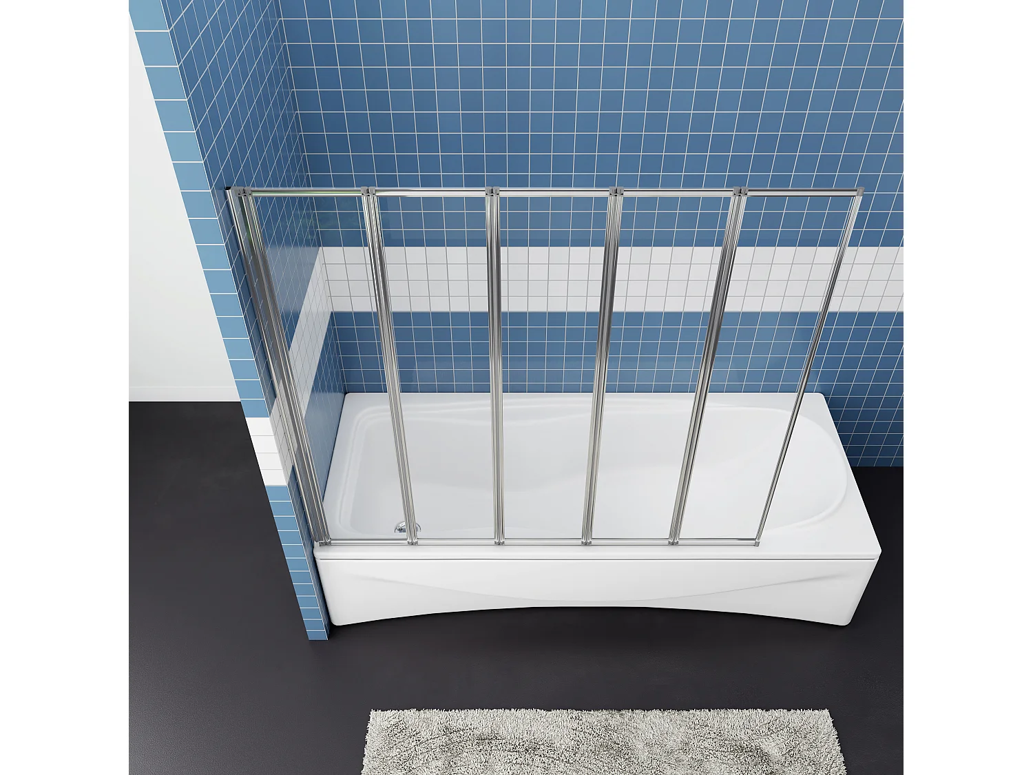 120*140cm Duschwannenaufsatz Faltwand mit Elektrophorese weiß