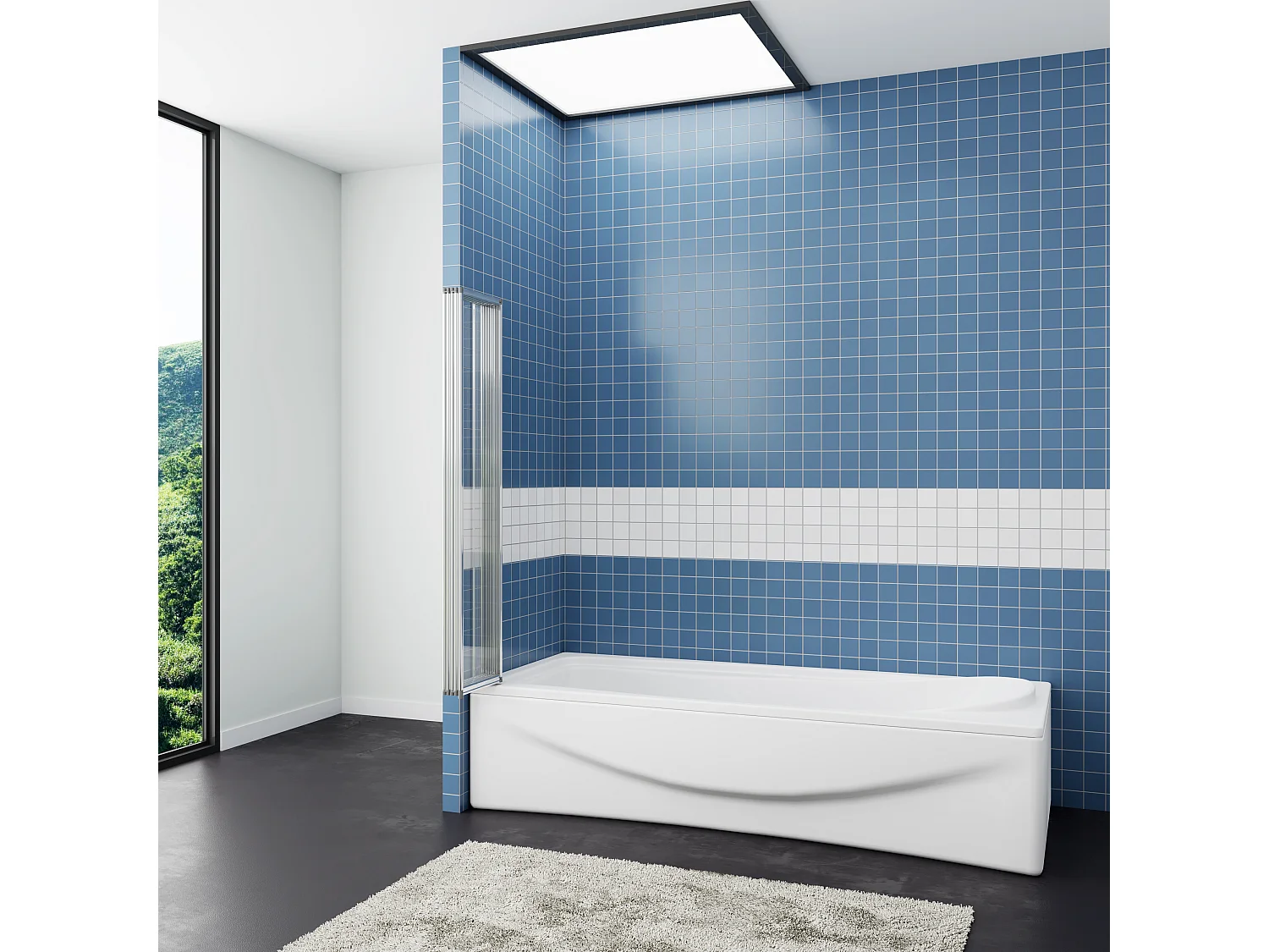 120*140cm Duschwannenaufsatz Faltwand mit Elektrophorese weiß