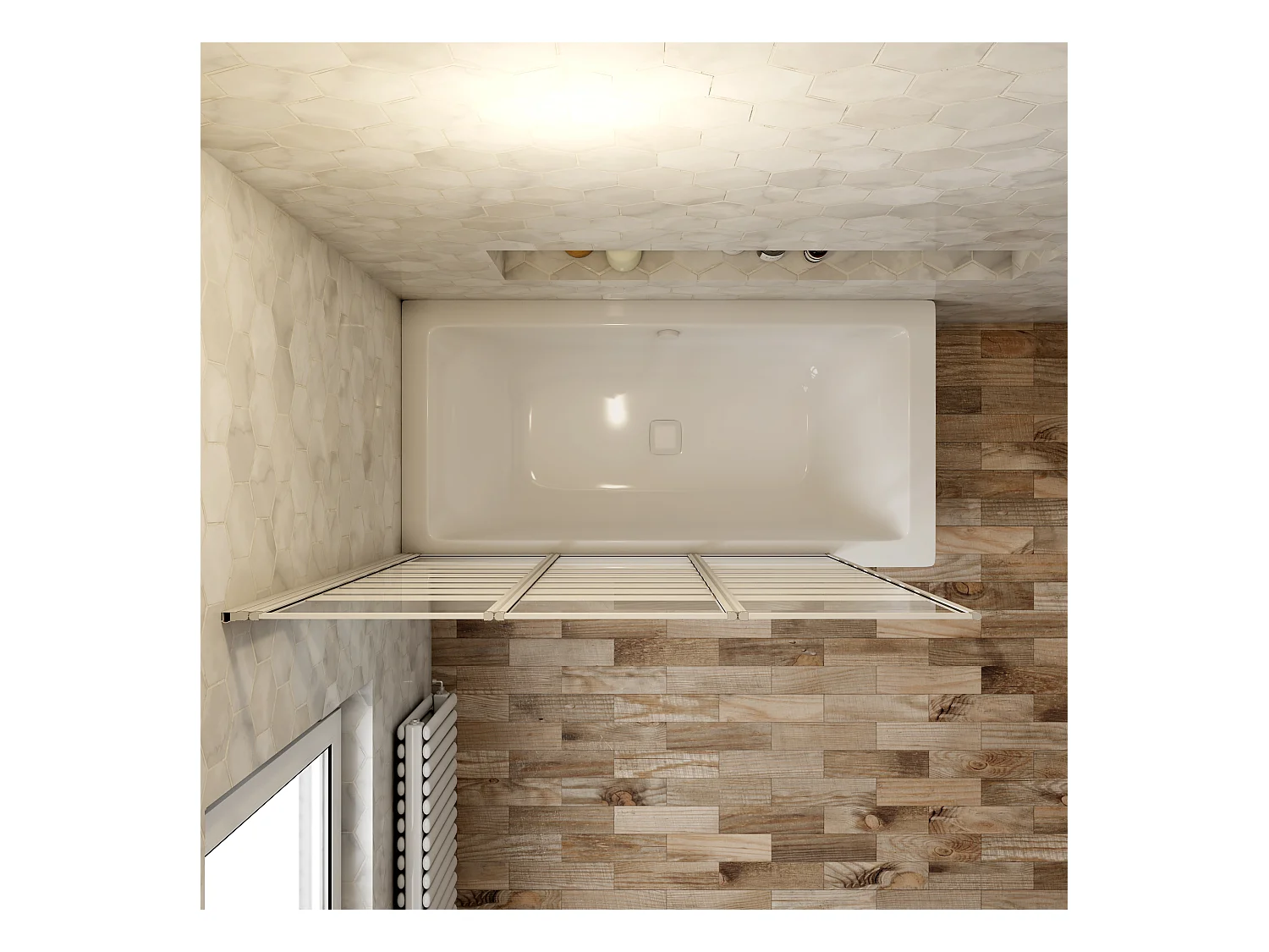 3-teilige Faltwand-Duschwand für Badewanne Duschwand  Duschtrennwand