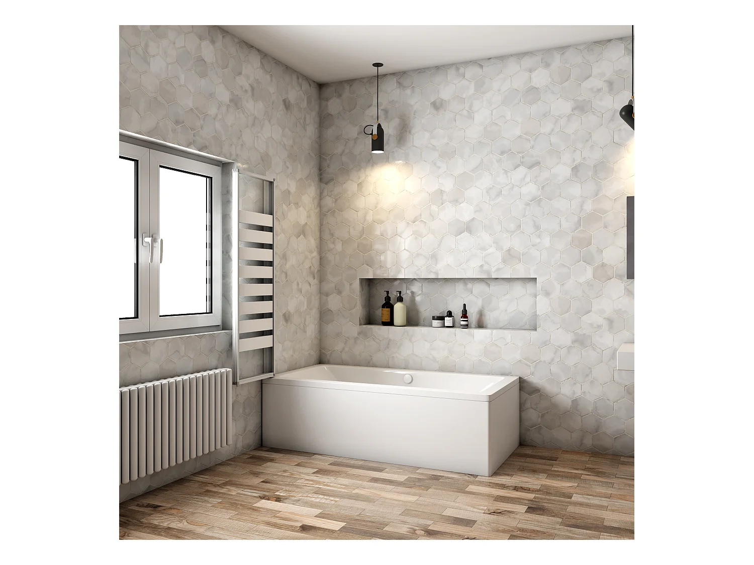 3-teilige Faltwand-Duschwand für Badewanne Duschwand  Duschtrennwand