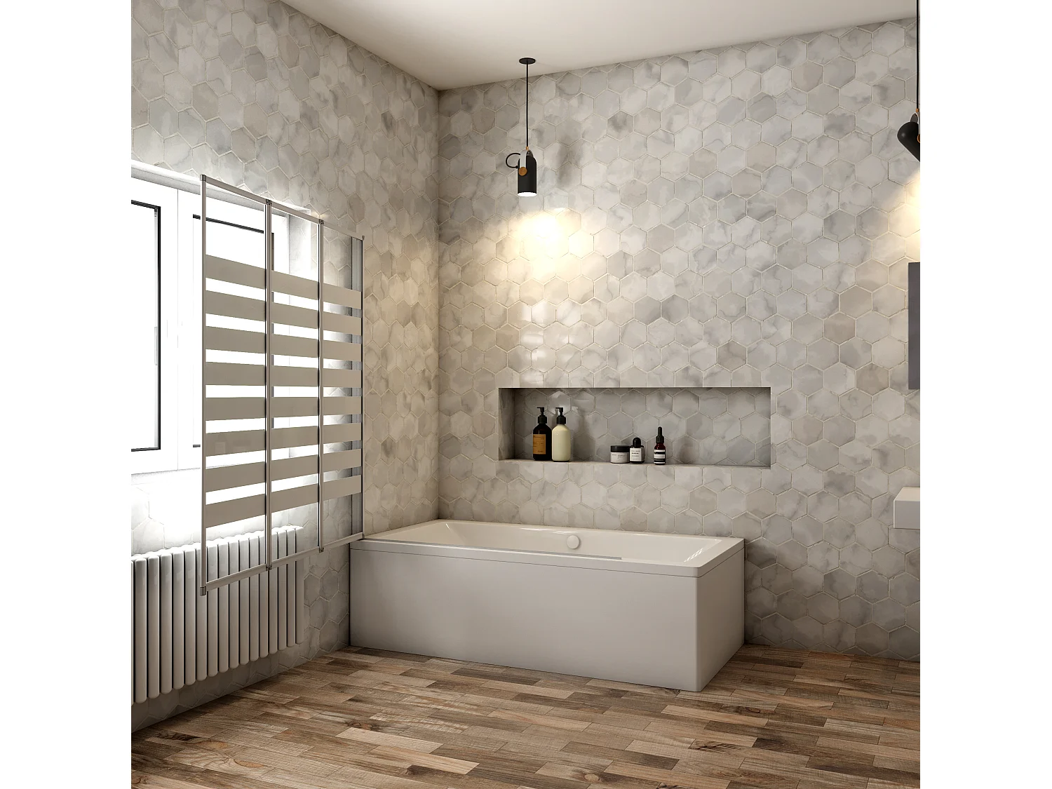 3-teilige Faltwand-Duschwand für Badewanne Duschwand  Duschtrennwand