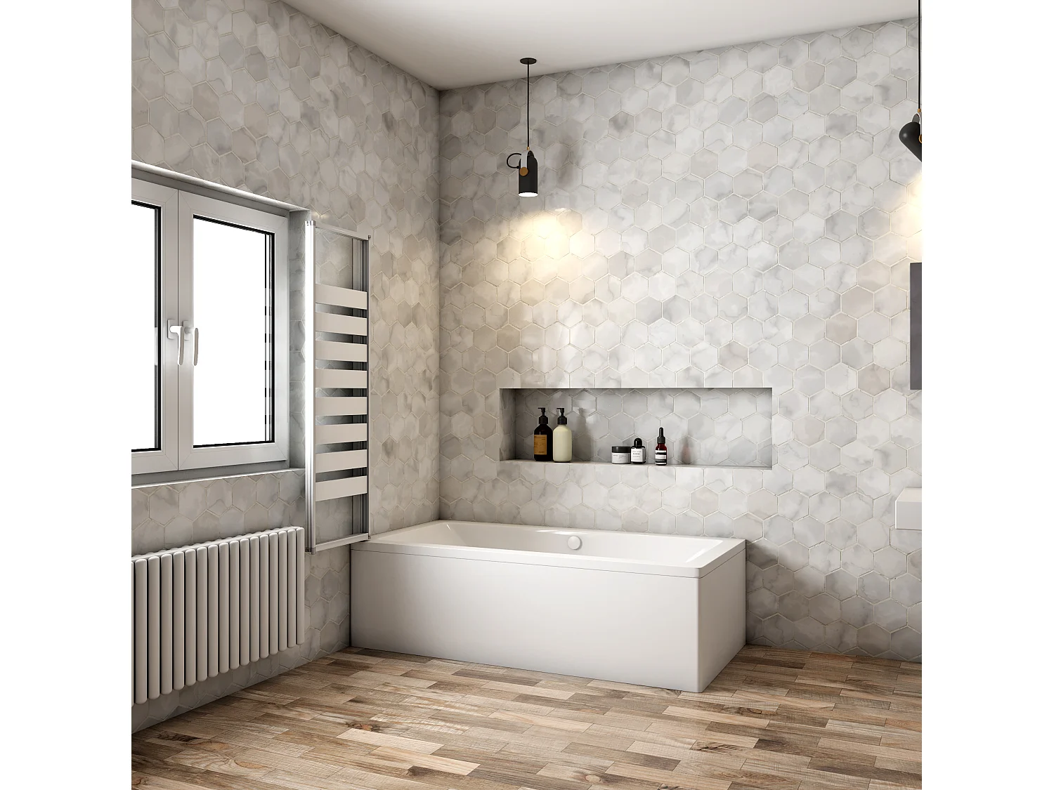 3-teilige Faltwand-Duschwand für Badewanne Duschwand  Duschtrennwand