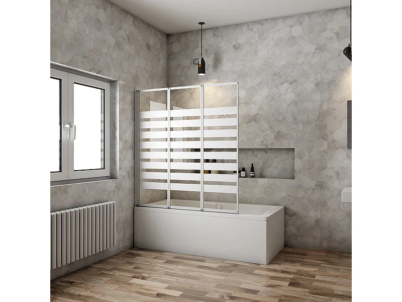 3-teilige Faltwand-Duschwand für Badewanne Duschwand  Duschtrennwand