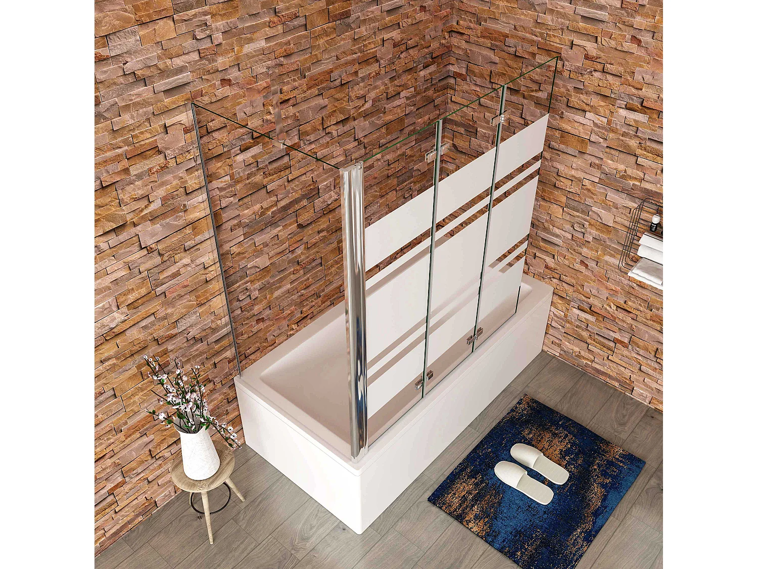 6mm Nano ESG  Glas Glaswand Badewannenaufsatz mit Seitenwand