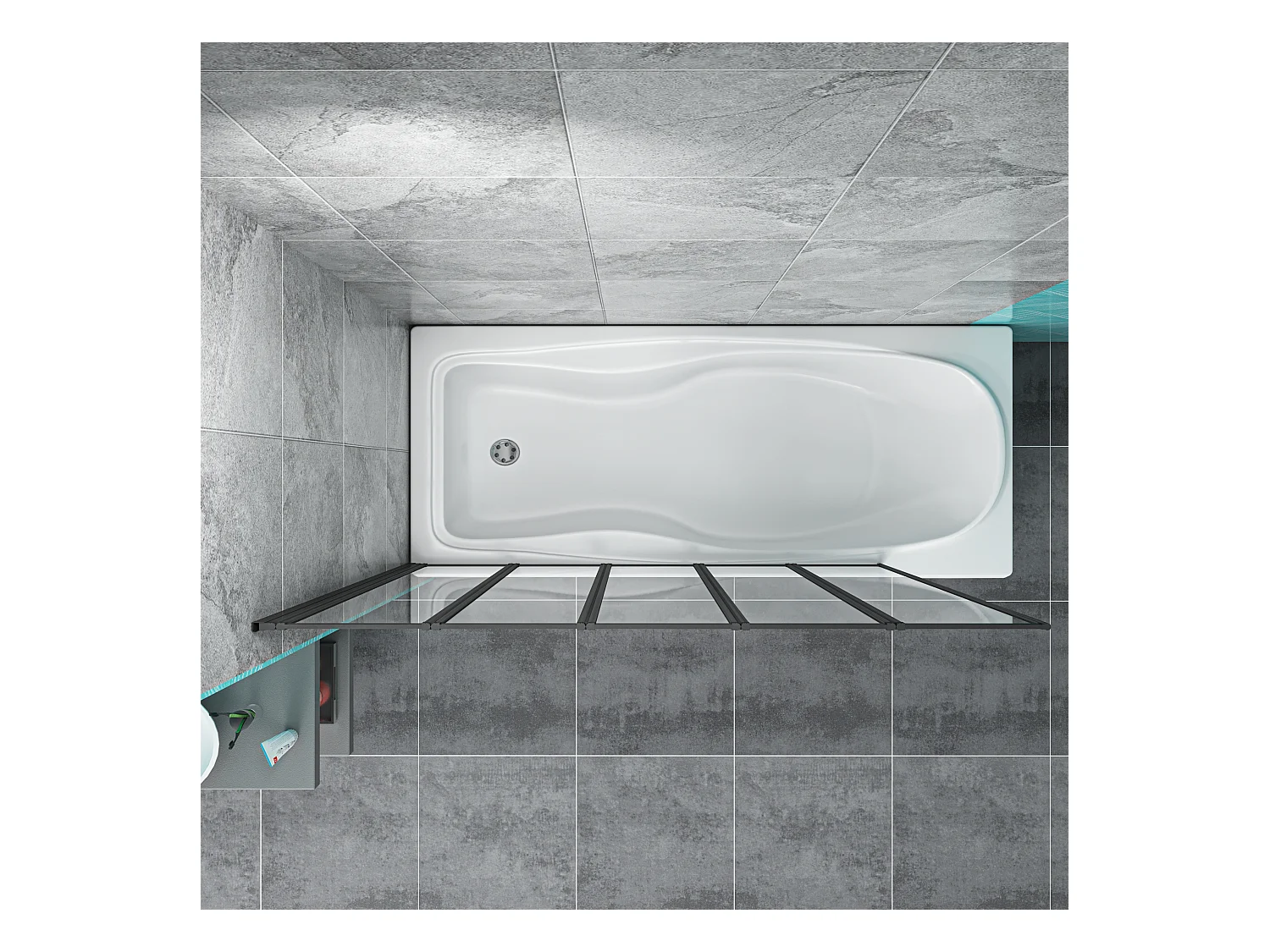 4mm 5-teilig schwarz Duschwand Trennwand Faltwand