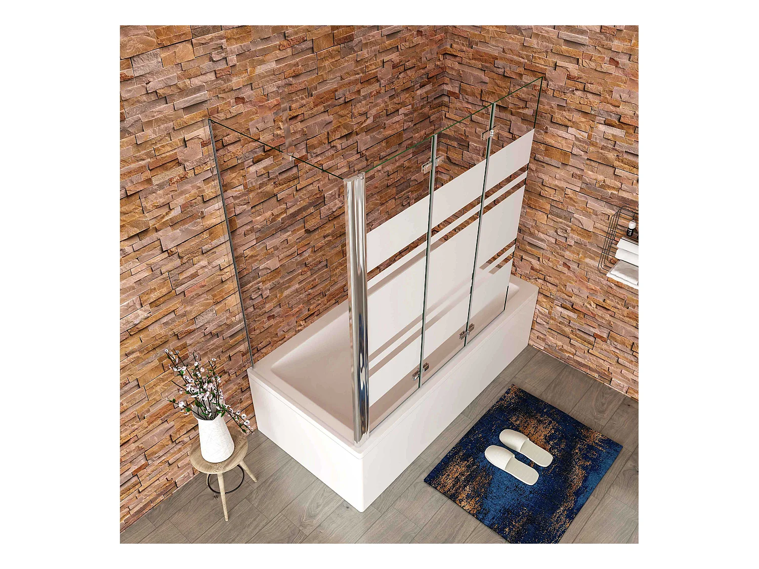 6mm Nano ESG  Glas Glaswand Badewannenaufsatz mit Seitenwand